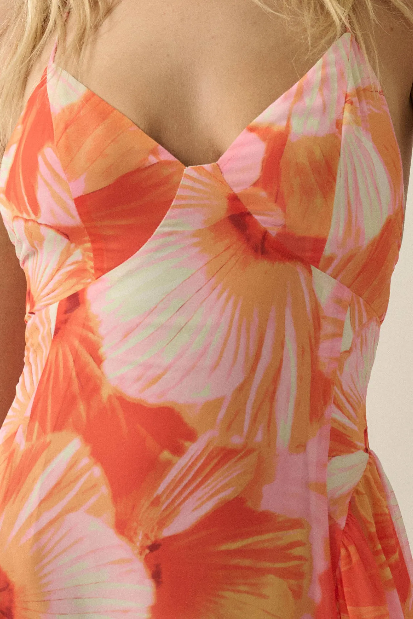 Blooming Isle Floral Chiffon Cross-Back Maxi Dress sold by Promesa product image thumbnail 4