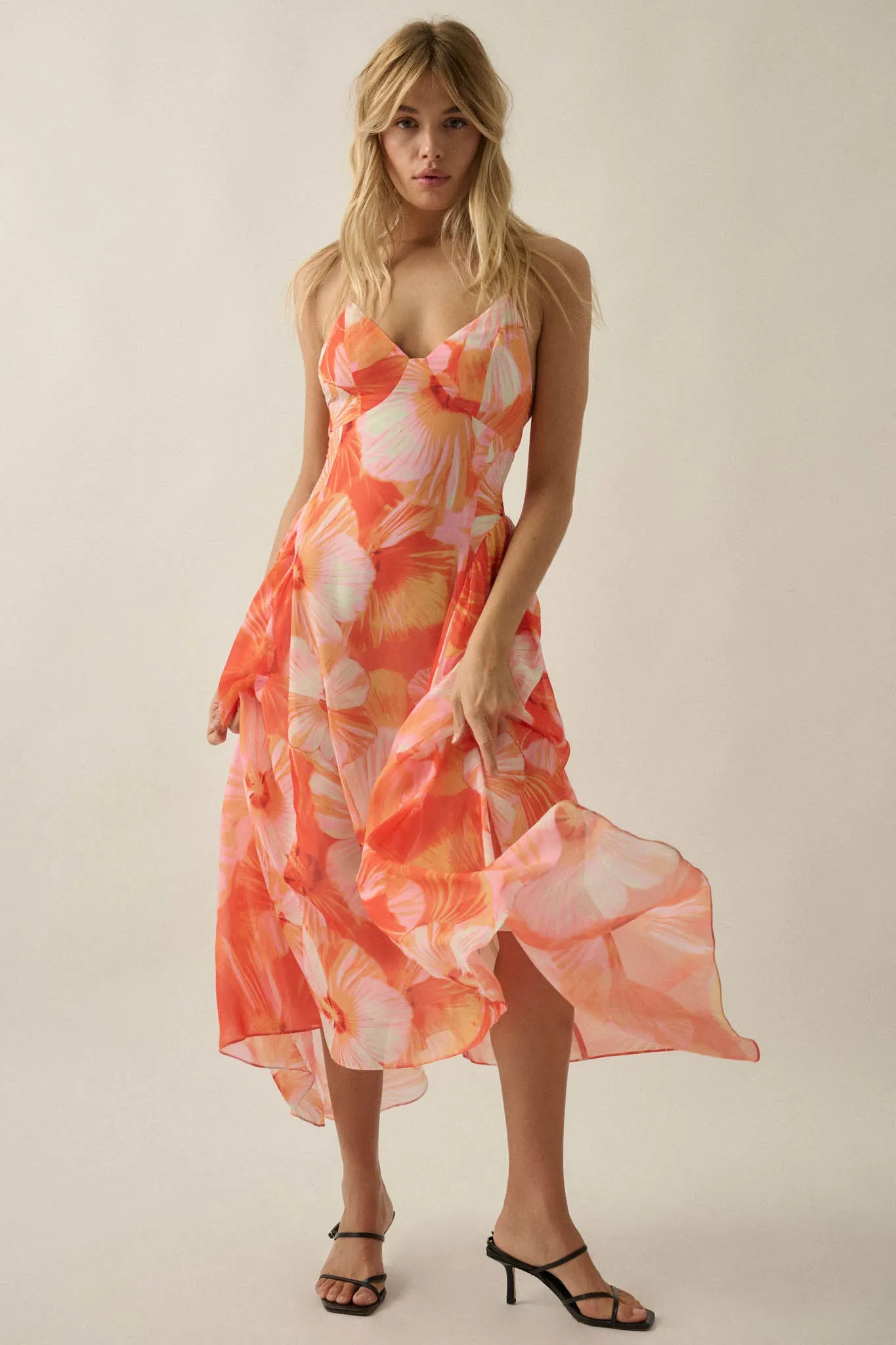 Blooming Isle Floral Chiffon Cross-Back Maxi Dress sold by Promesa product image thumbnail 3