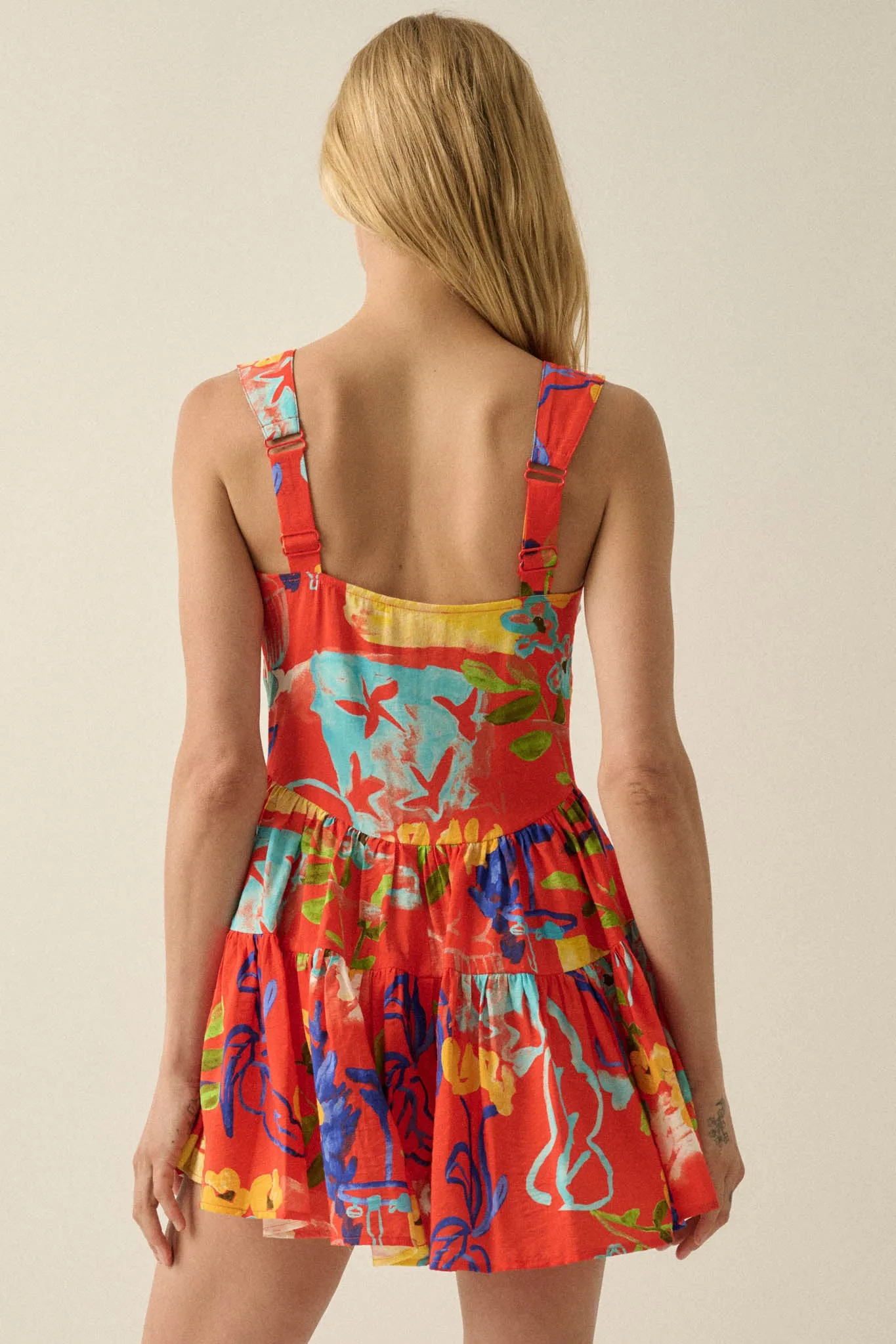 Abstract Stems Floral Tiered Ruffle Sweetheart Romper sold by Promesa product image thumbnail 2
