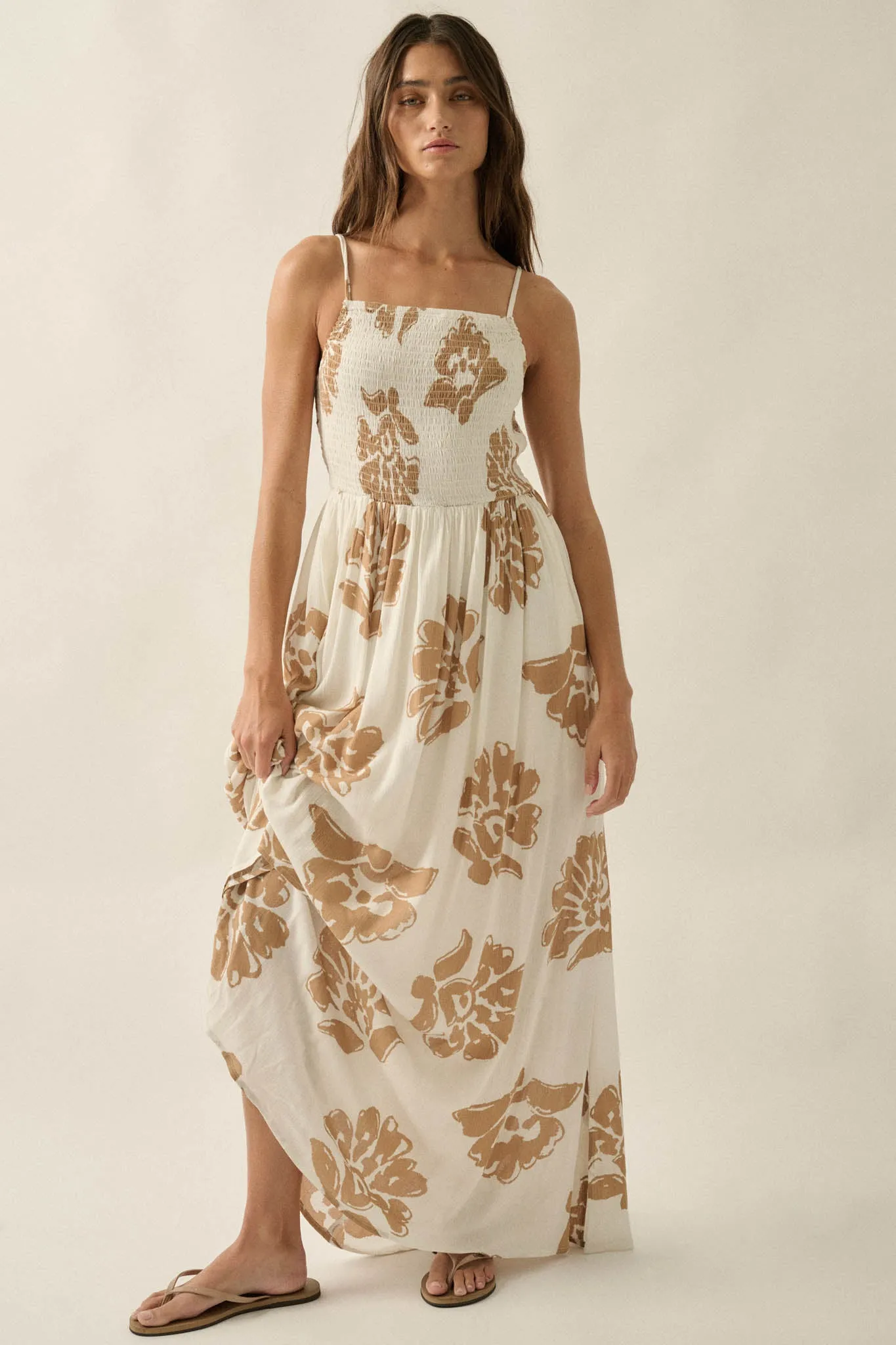 Magnolia Days Floral Smocked Open-Back Maxi Dress sold by Promesa product image thumbnail 3