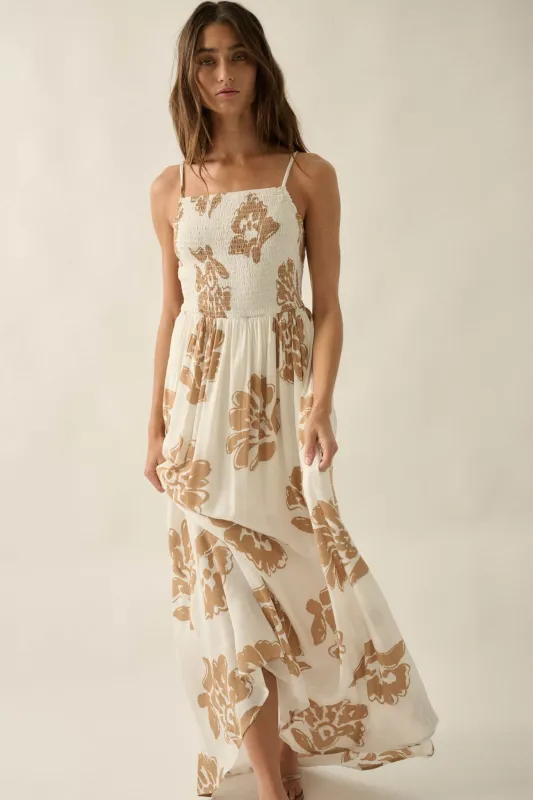 Magnolia Days Floral Smocked Open-Back Maxi Dress made by Promesa