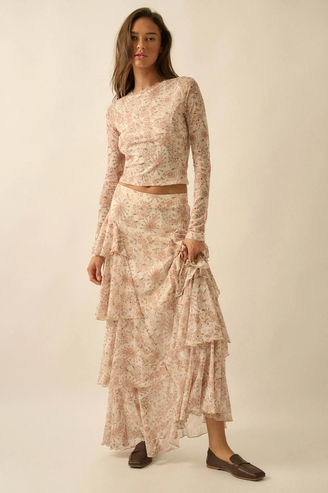 Fanciful Feeling Paisley Mesh Long-Sleeve Top sold by Promesa product image thumbnail 3