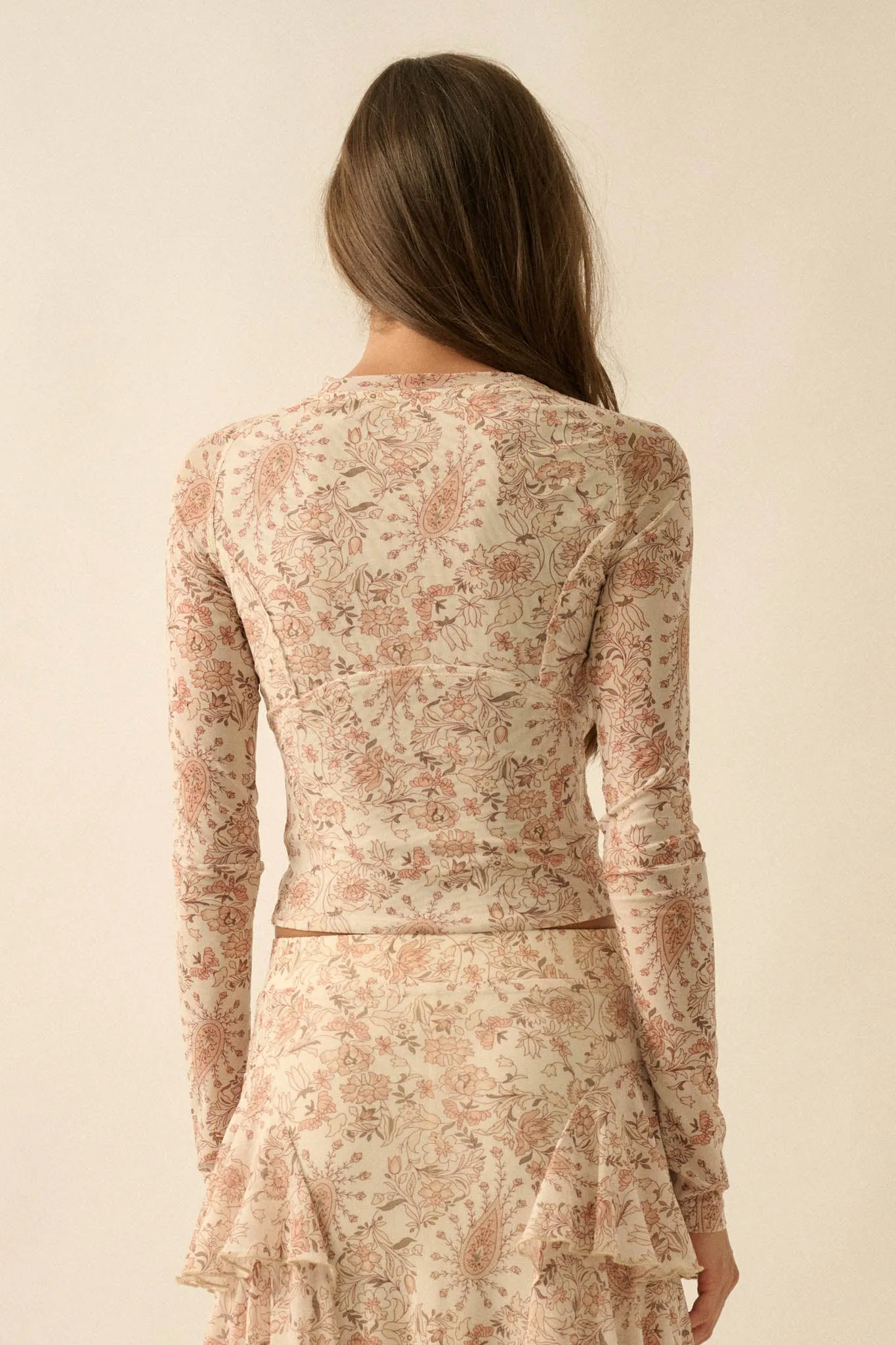 Fanciful Feeling Paisley Mesh Long-Sleeve Top sold by Promesa product image thumbnail 2