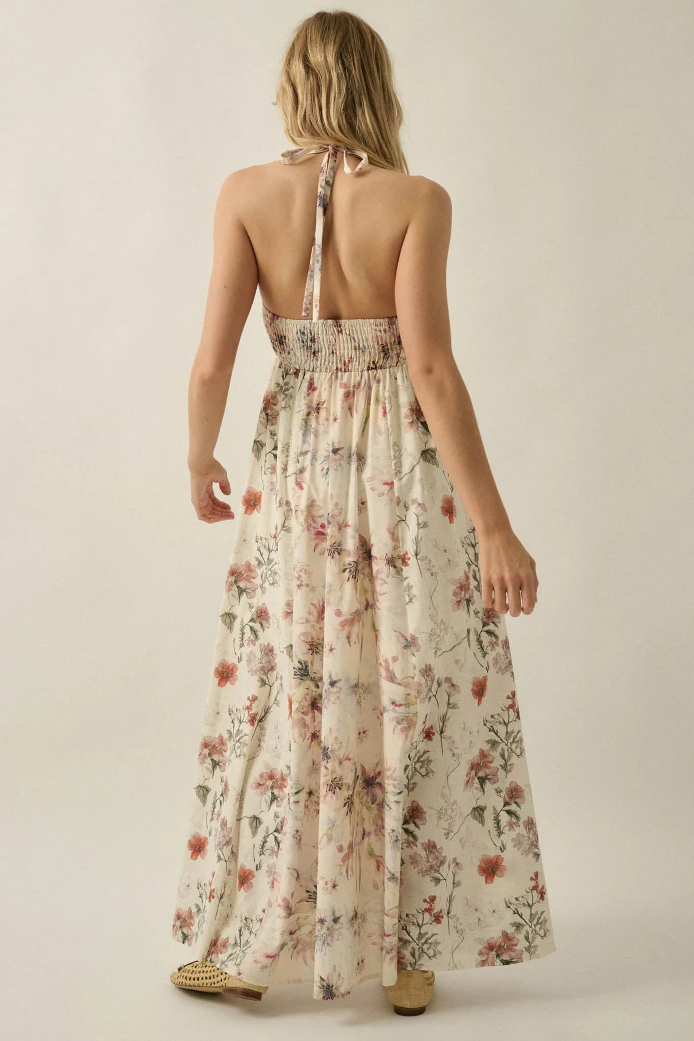 Bouquet by Me Floral-Print Smocked Halter Maxi Dress sold by Promesa product image thumbnail 2