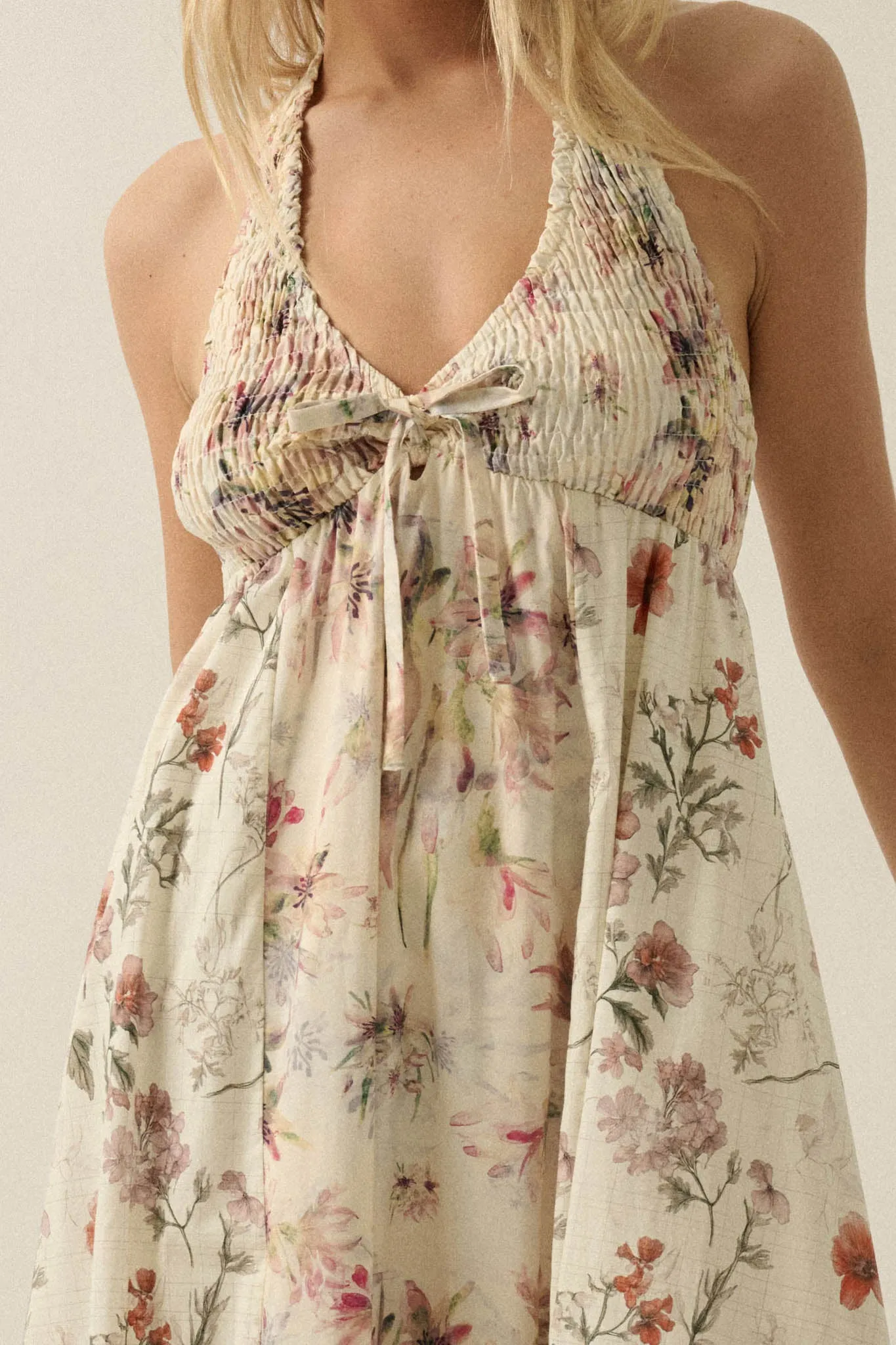 Bouquet by Me Floral-Print Smocked Halter Maxi Dress sold by Promesa product image thumbnail 5