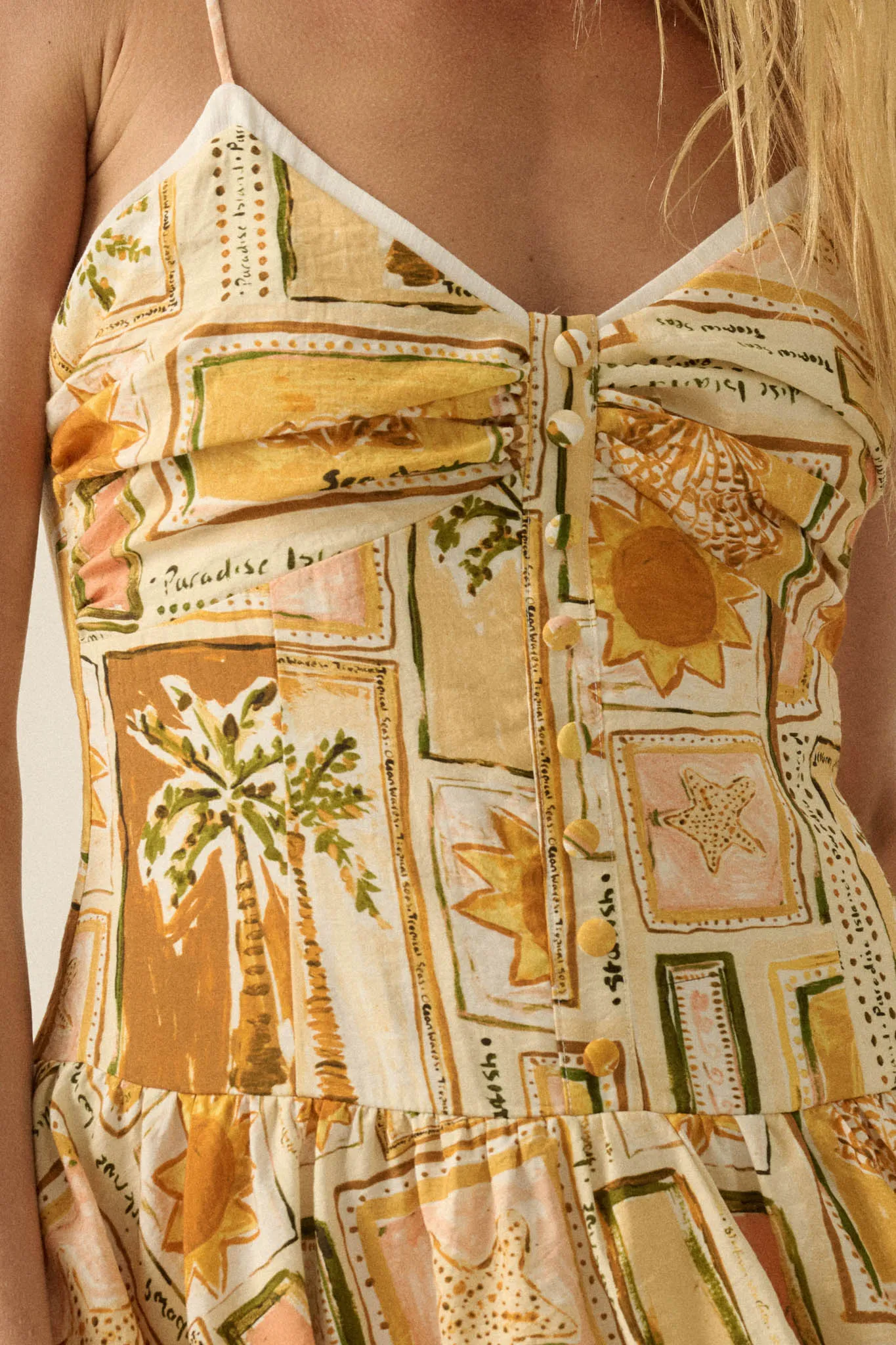 Pretty in Paradise Tropical-Print Drop-Waist Mini Dress sold by Promesa product image thumbnail 4