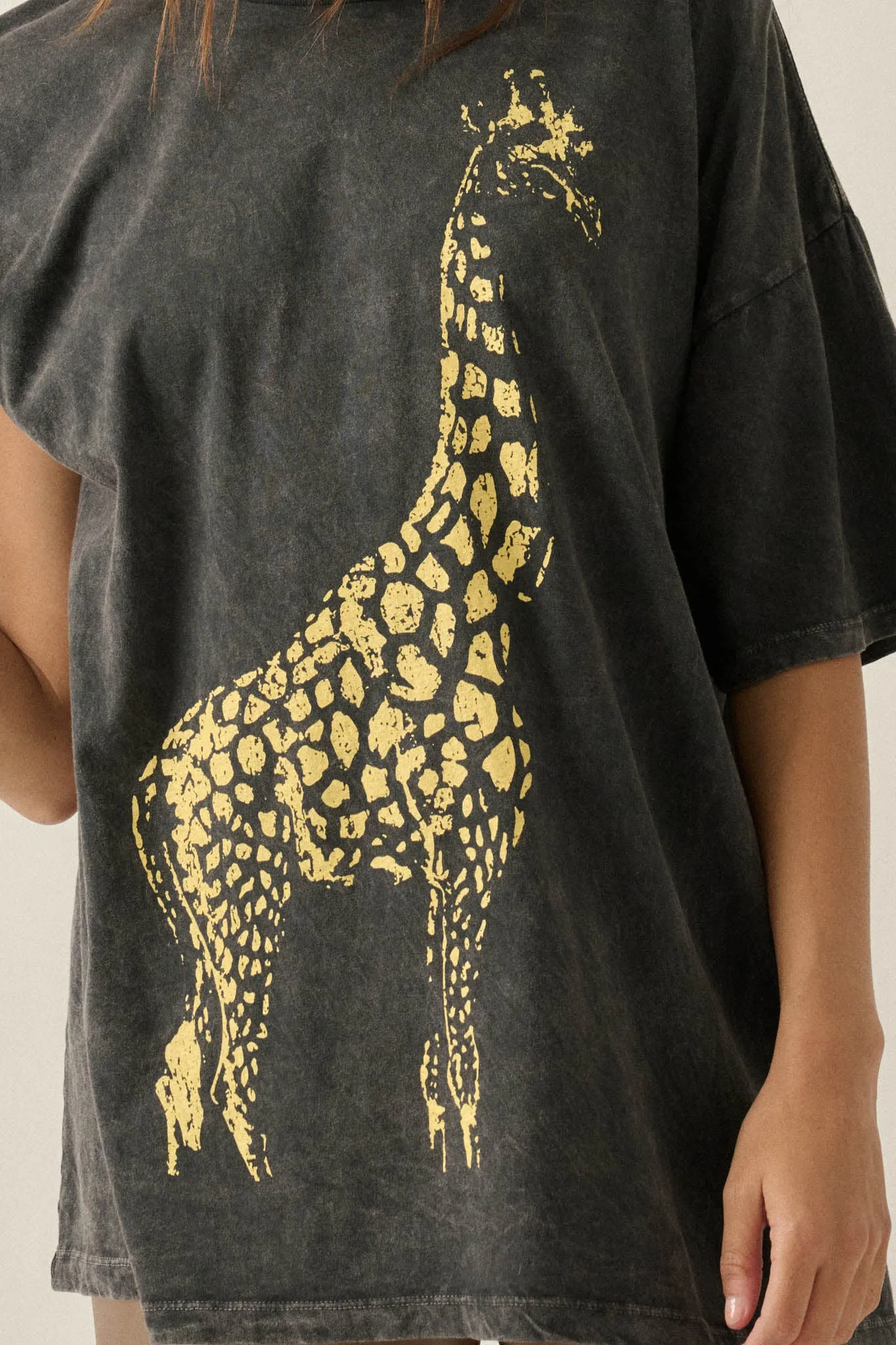 Golden Giraffe Vintage-Wash Oversize Graphic Tee sold by Promesa product image thumbnail 2