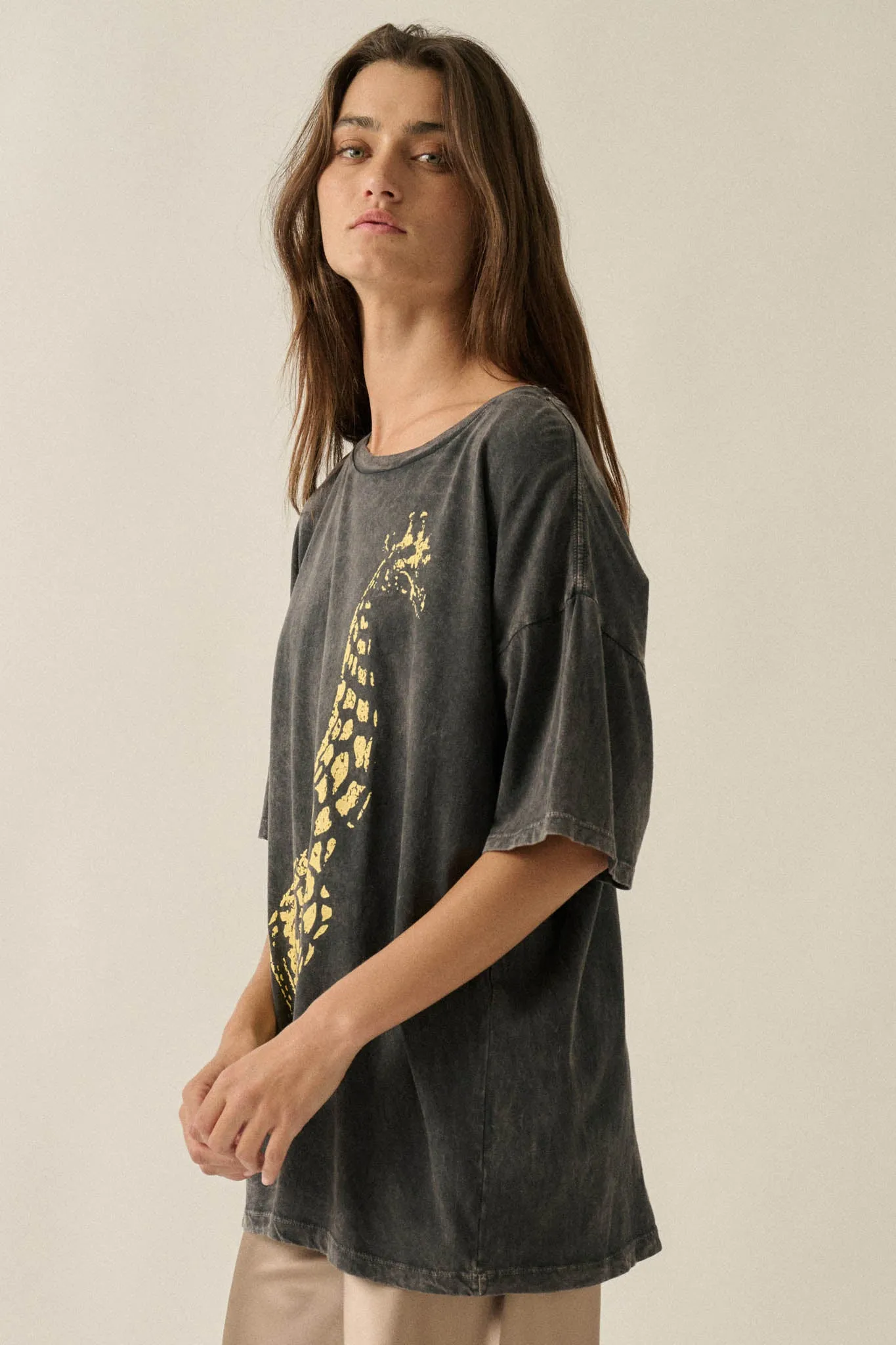 Golden Giraffe Vintage-Wash Oversize Graphic Tee sold by Promesa product image thumbnail 5