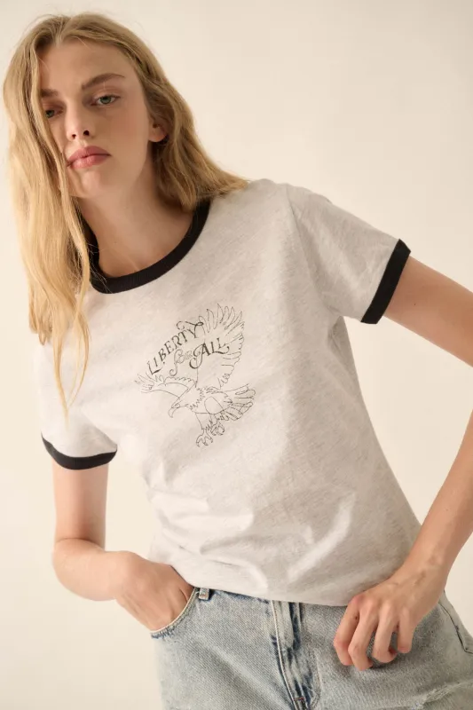 Liberty for All Vintage-Print Graphic Ringer Tee made by Promesa