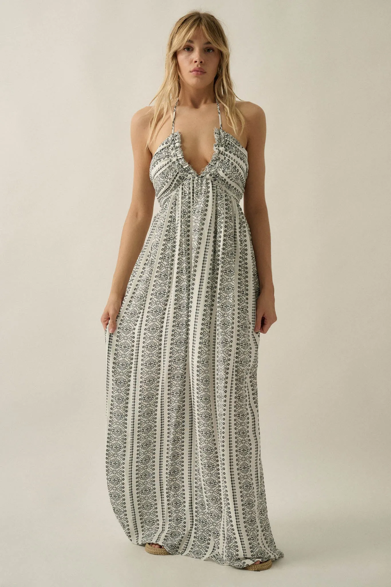 Faraway Beauty Medallion-Print Halter Maxi Dress sold by Promesa product image thumbnail 3