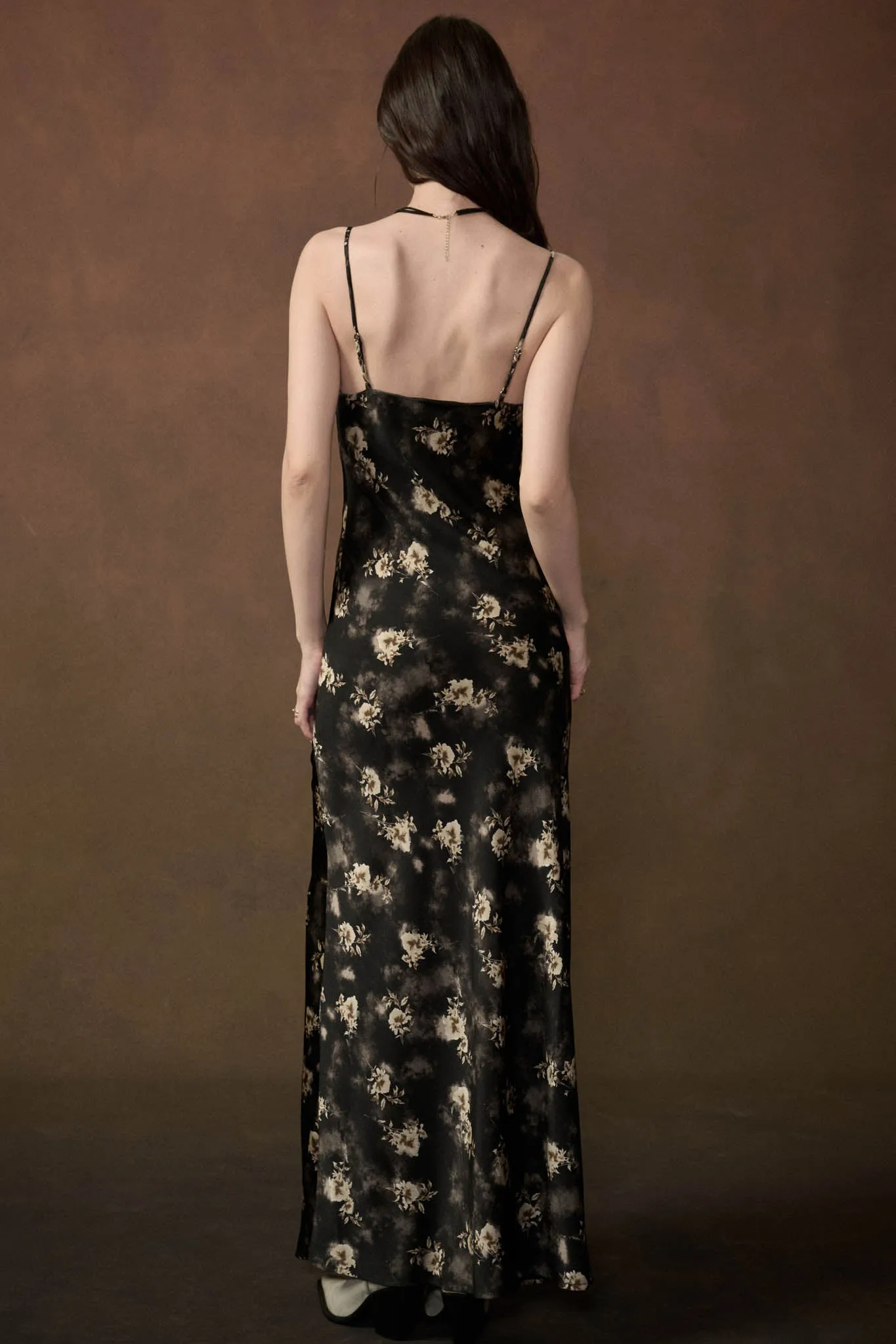 Dancing in Dreams Floral Satin Maxi Slip Dress sold by Promesa product image thumbnail 2