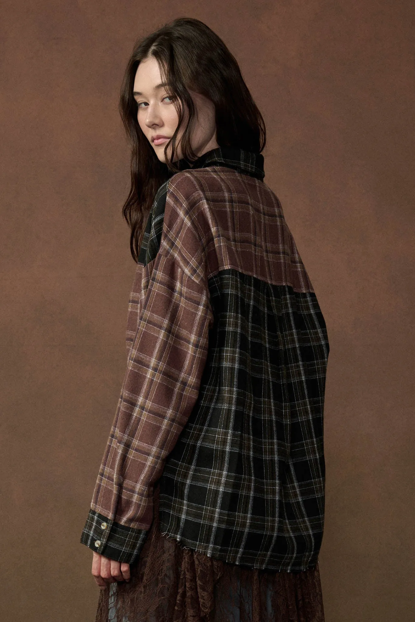 Vibe Check Colorblock Plaid Button-Up Shirt sold by Promesa product image thumbnail 2