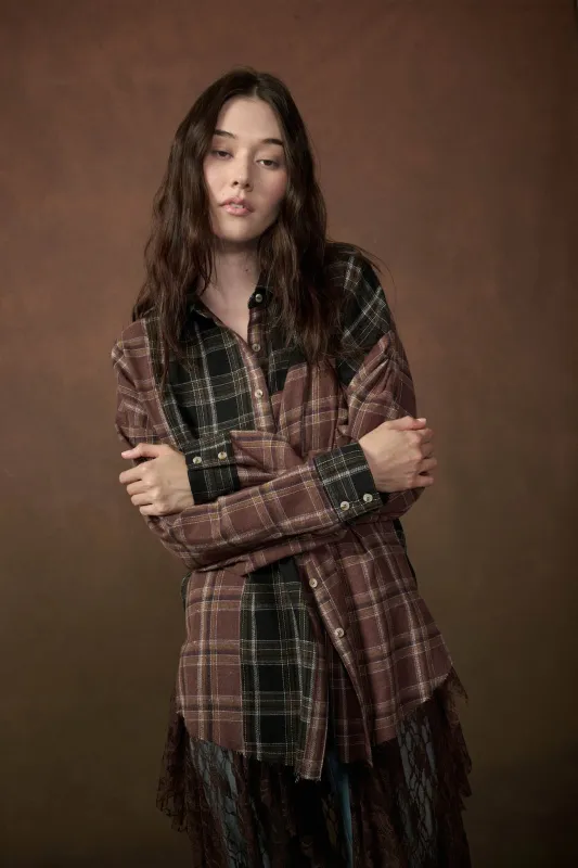 Vibe Check Colorblock Plaid Button-Up Shirt made by Promesa