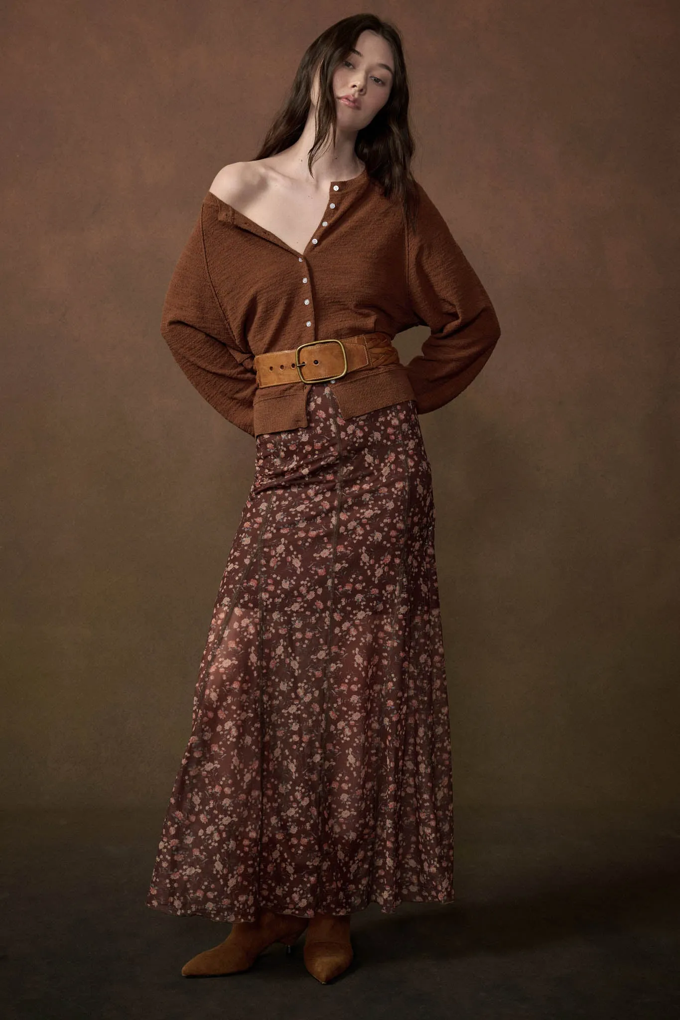 Magic in Bloom Floral Mesh Paneled Maxi Skirt sold by Promesa product image thumbnail 4