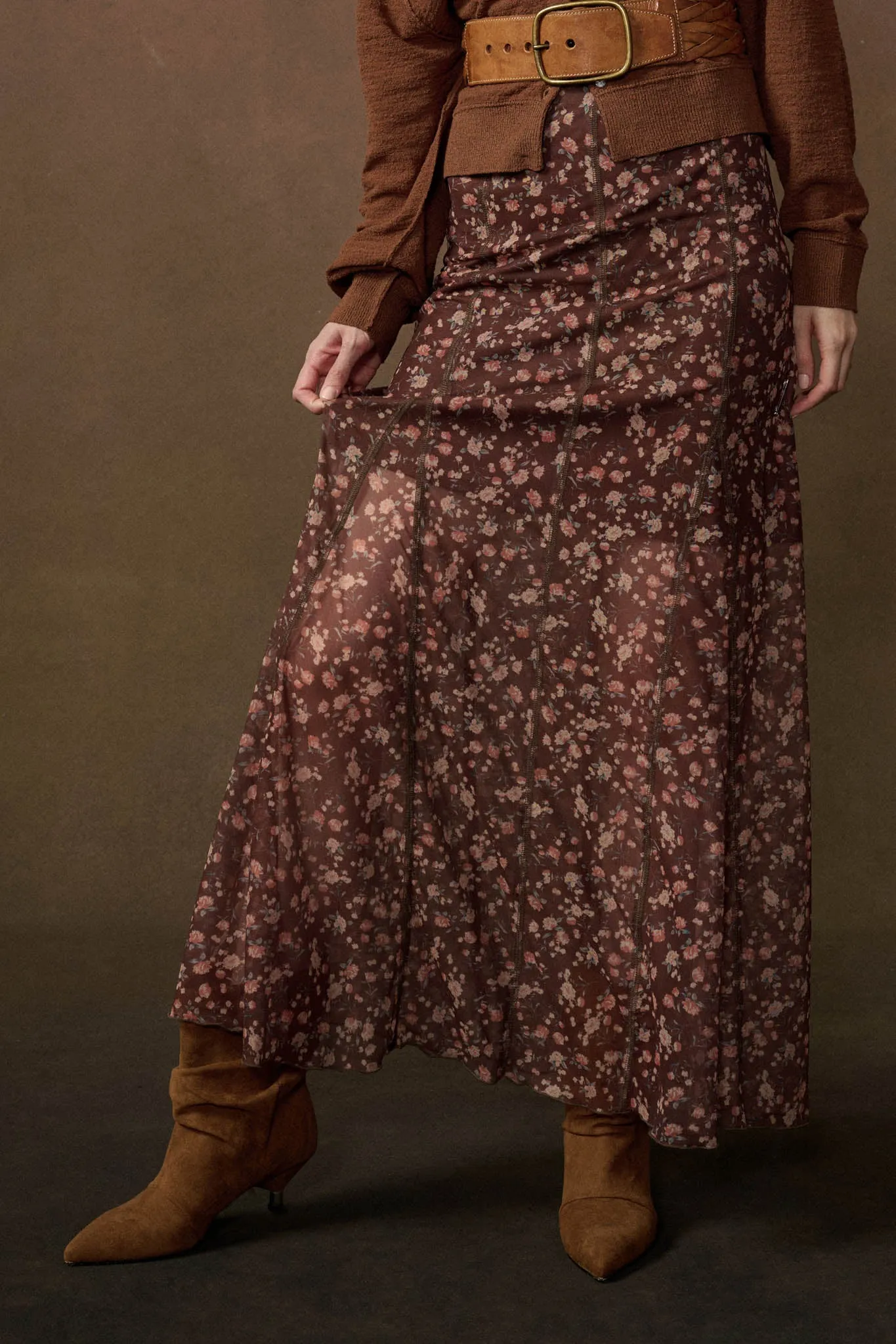 Magic in Bloom Floral Mesh Paneled Maxi Skirt sold by Promesa product image thumbnail 2