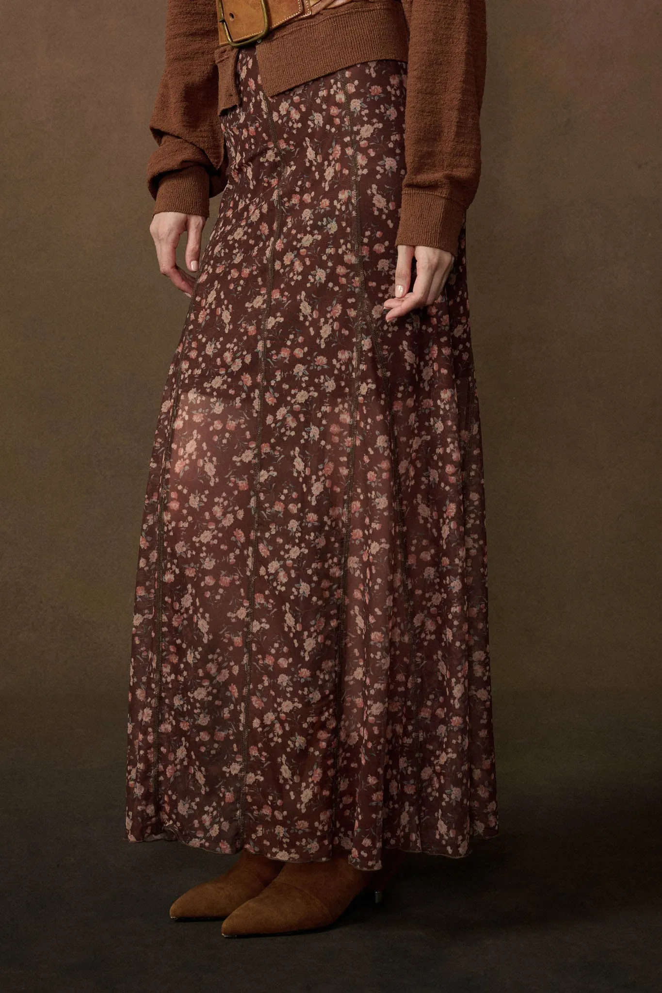 Magic in Bloom Floral Mesh Paneled Maxi Skirt sold by Promesa product image thumbnail 5
