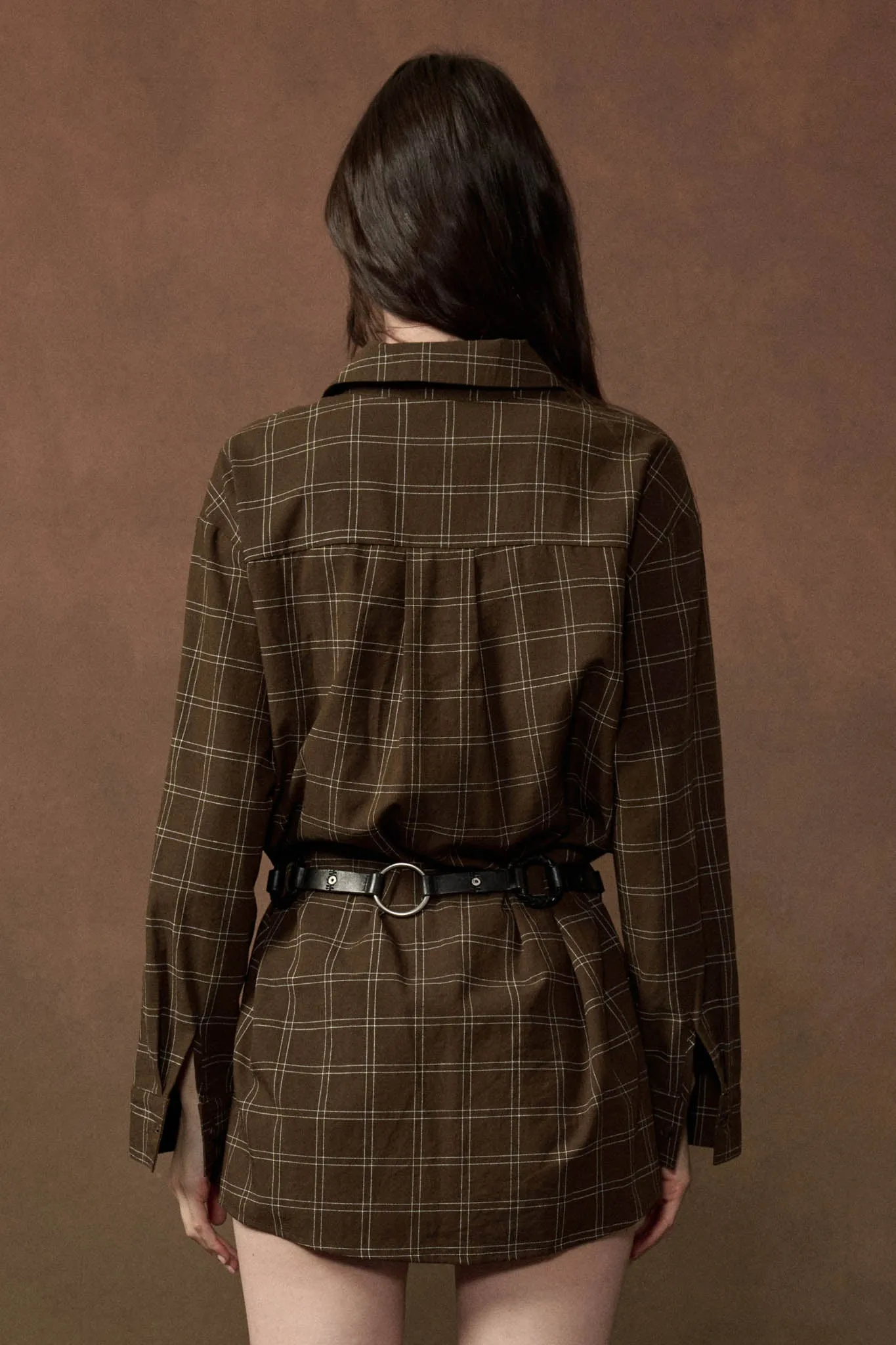 Boxed In Plaid Button-Front Belted Shirt Romper sold by Promesa product image thumbnail 2