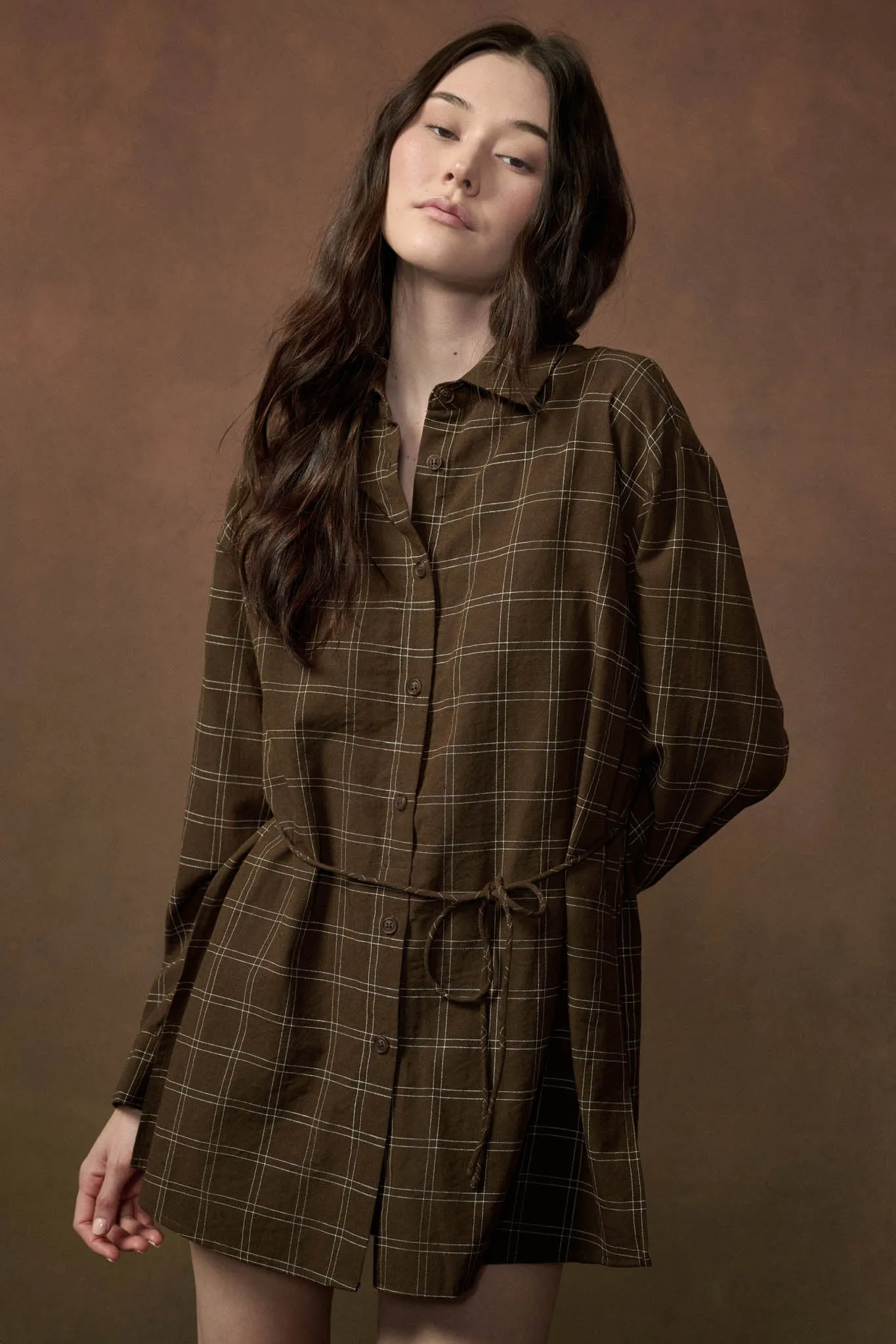 Boxed In Plaid Button-Front Belted Shirt Romper sold by Promesa product image thumbnail 5