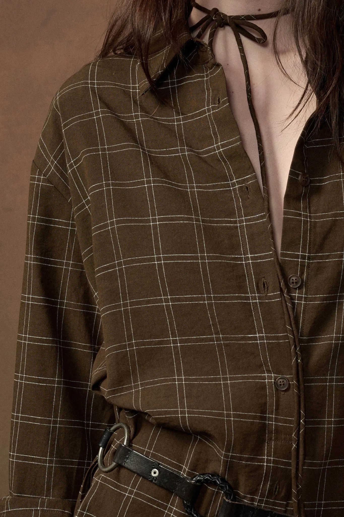 Boxed In Plaid Button-Front Belted Shirt Romper sold by Promesa product image thumbnail 4