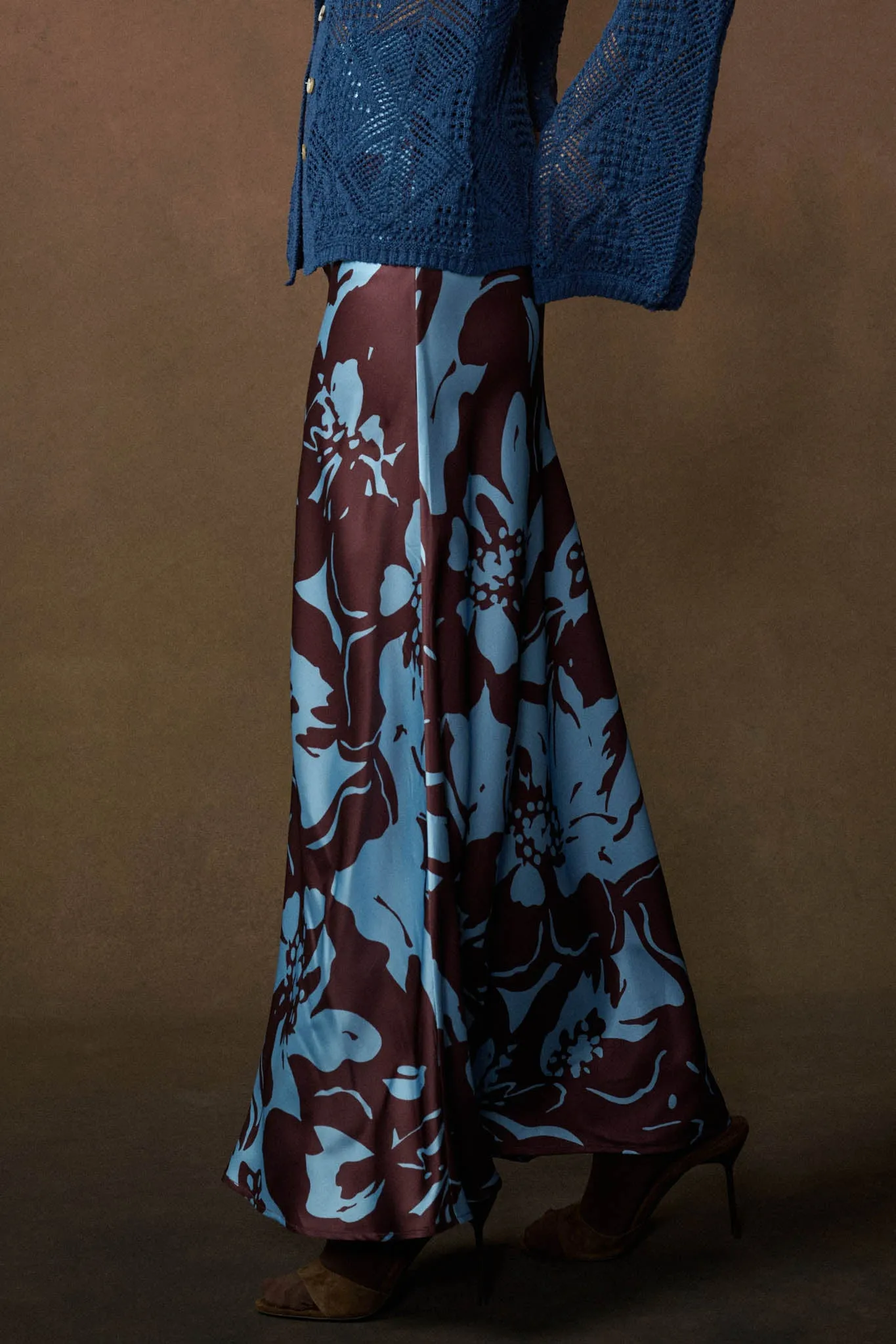 Charm and Grace Floral Satin Bias-Cut Maxi Skirt sold by Promesa product image thumbnail 5