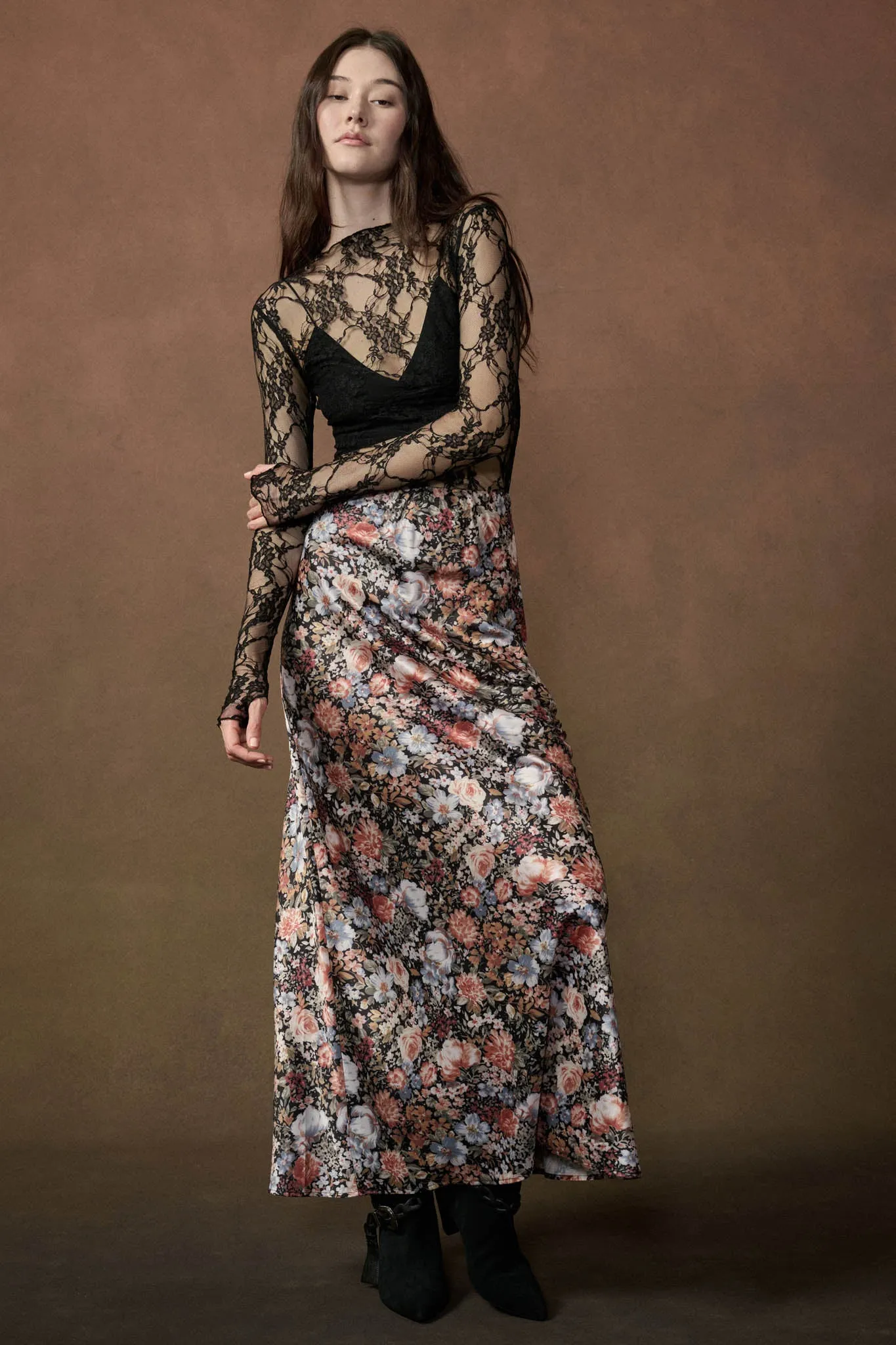 Secret Whisper Sheer Lace Long-Sleeve Layering Top sold by Promesa product image thumbnail 3