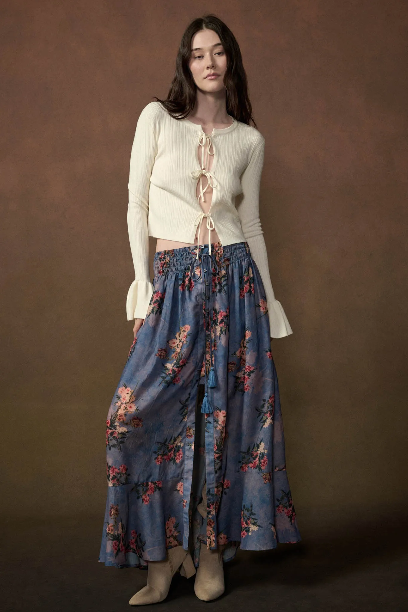 Be Kind Ribbed Knit Tie-Front Bell-Sleeve Cardigan sold by Promesa product image thumbnail 3