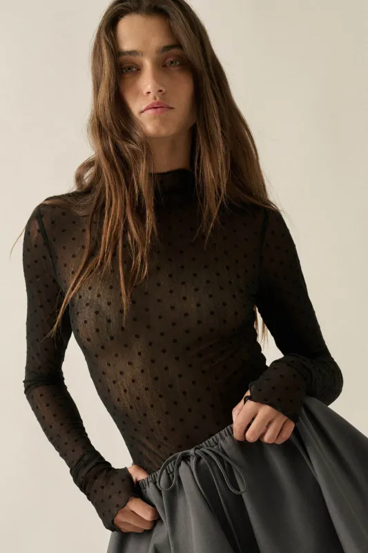 Dainty Daisies Sheer Floral Mesh Thumbhole Top made by Promesa