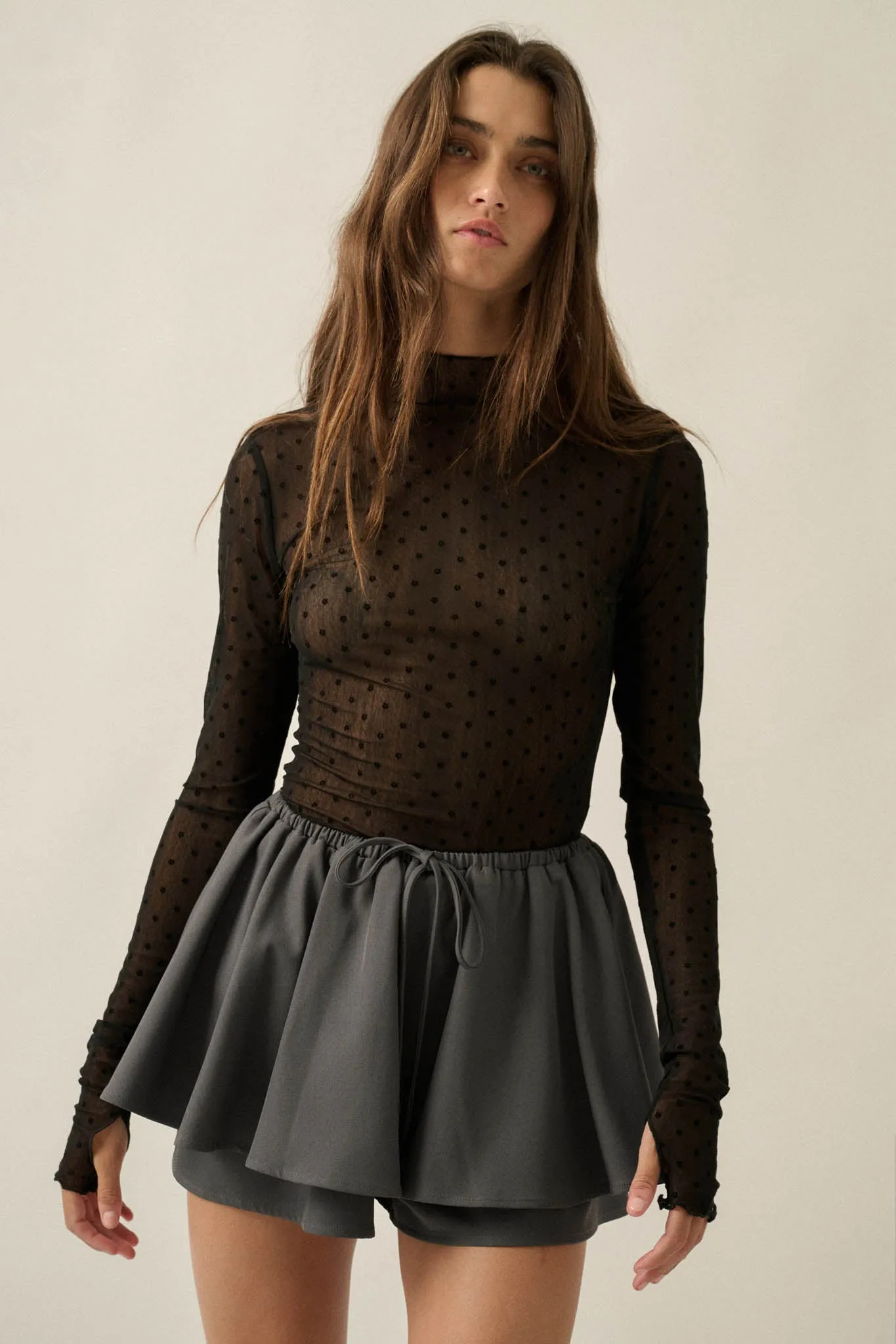 Dainty Daisies Sheer Floral Mesh Thumbhole Top sold by Promesa product image thumbnail 5