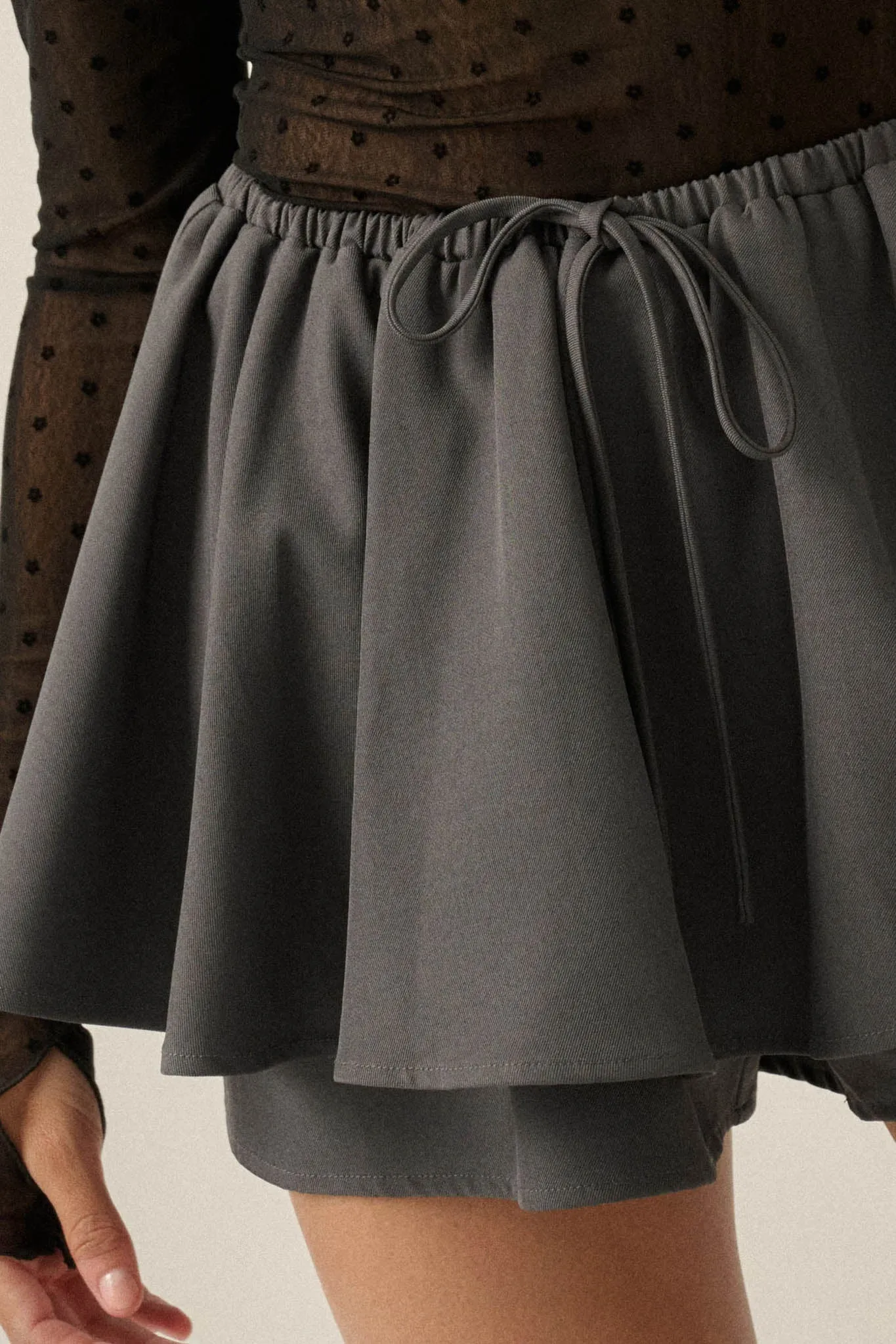 Step Back Gathered Gabardine Drawstring Mini Skort sold by Promesa product image thumbnail 3