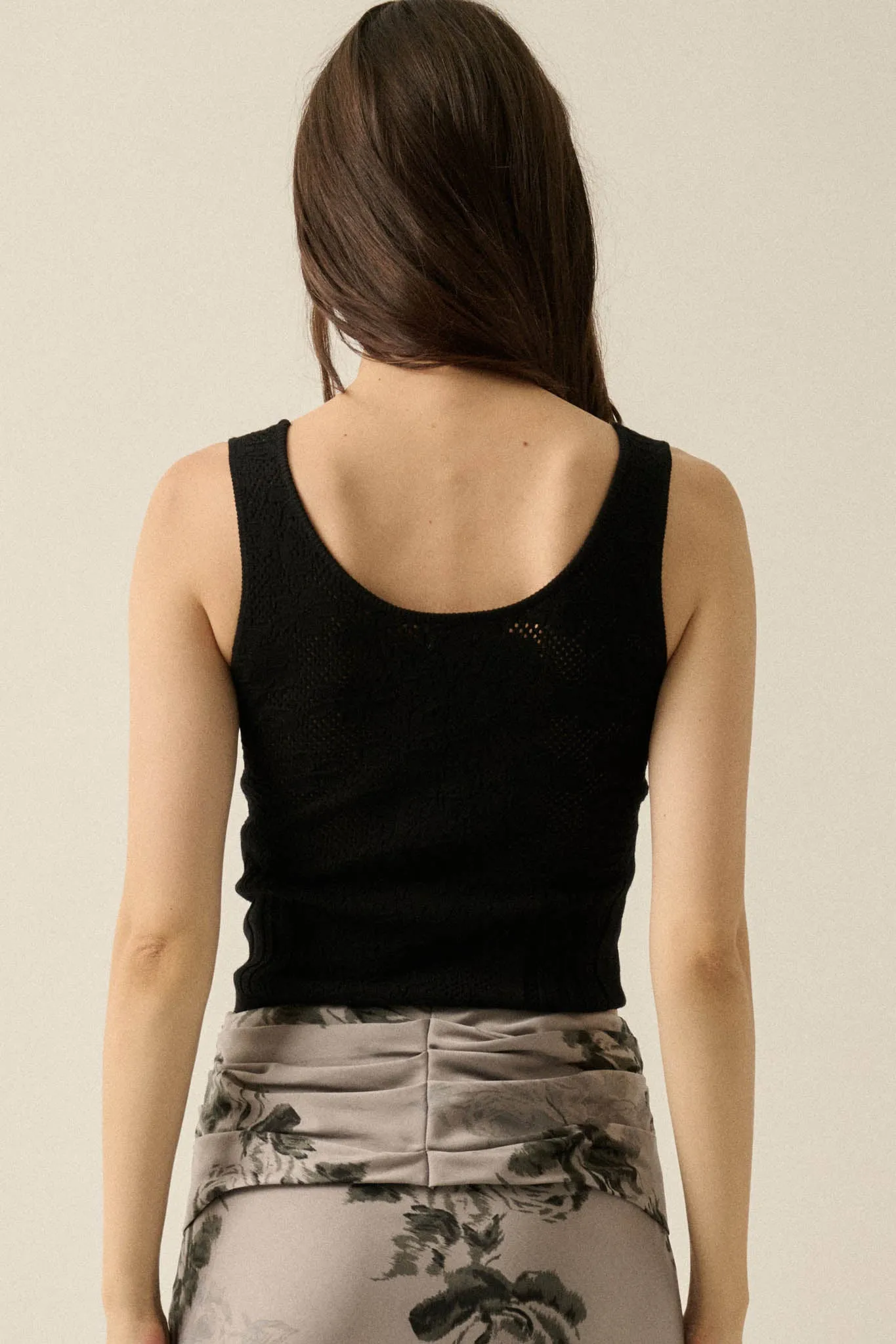 Good Pointe Floral Pointelle Cropped Tank Top sold by Promesa product image thumbnail 2
