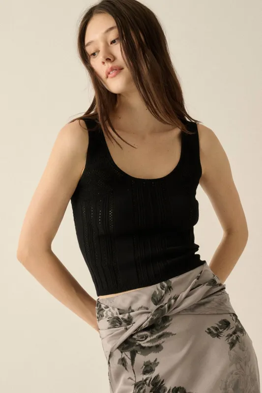 Good Pointe Floral Pointelle Cropped Tank Top made by Promesa