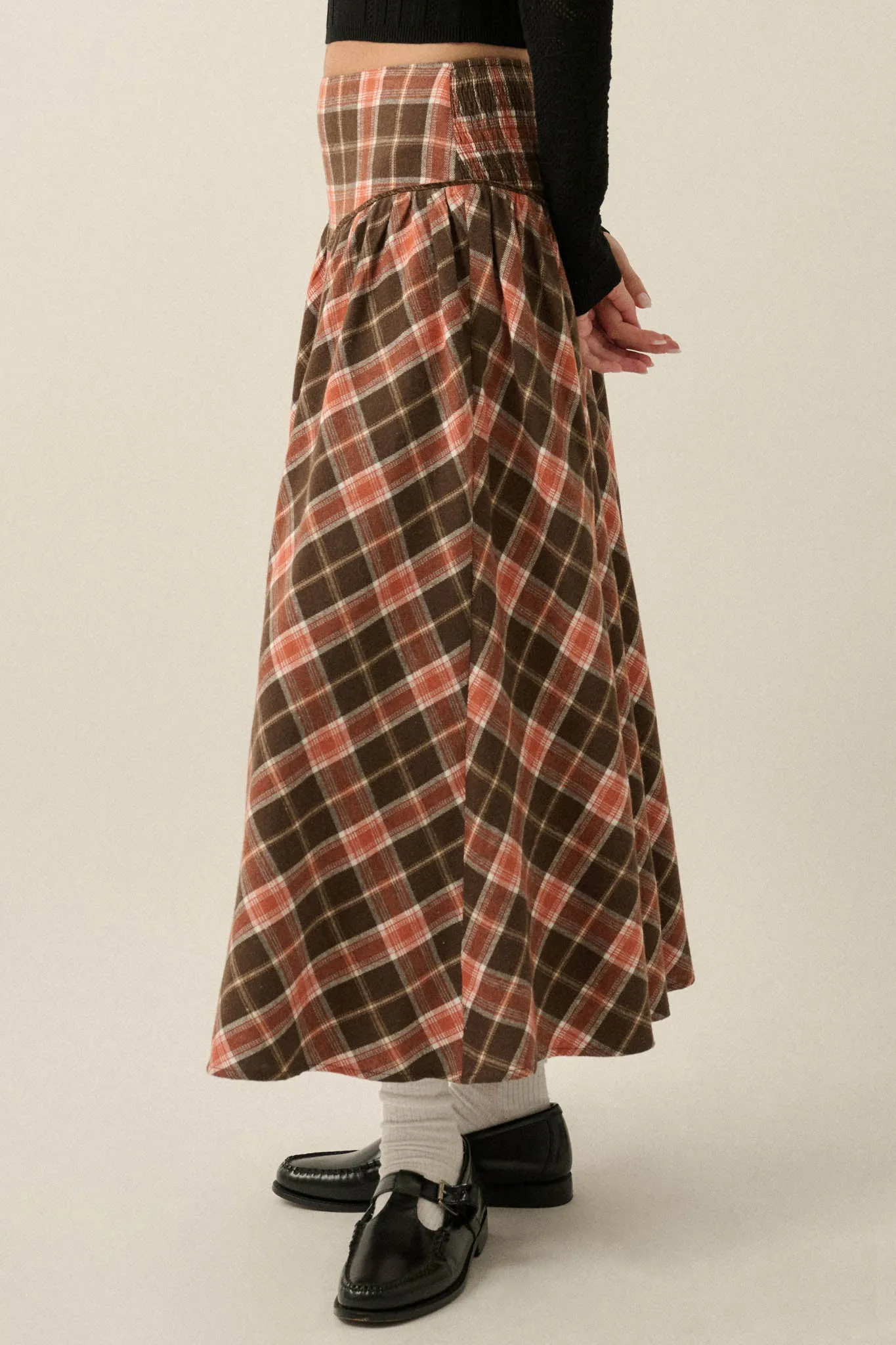 Cabin Couture Plaid Drop-Waist A-Line Maxi Skirt sold by Promesa product image thumbnail 5
