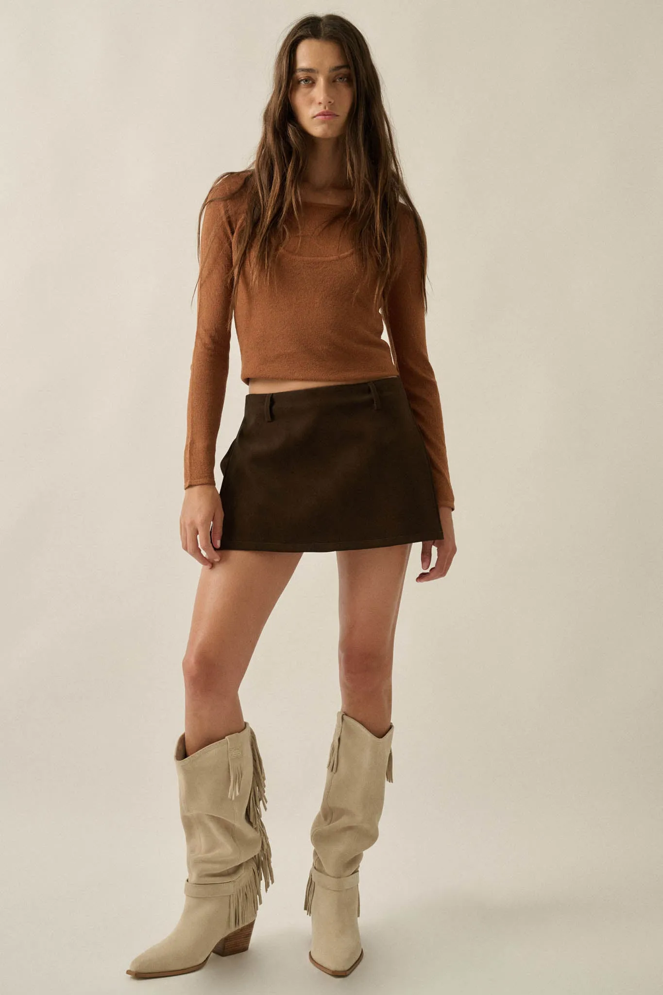 Ready for More Cropped Layered Halter Sweater sold by Promesa product image thumbnail 3
