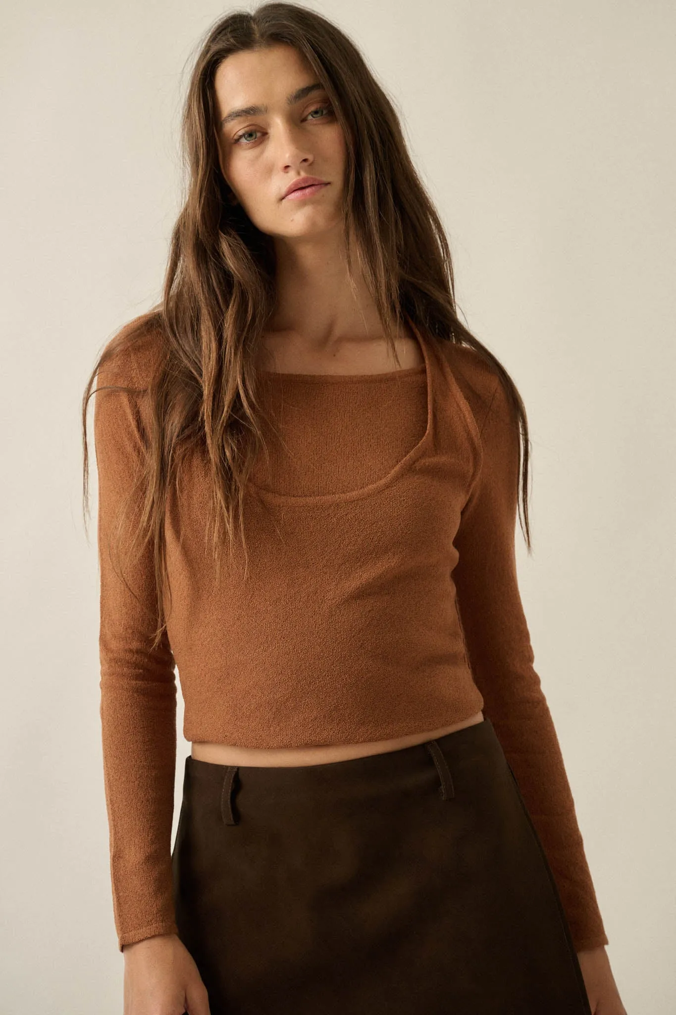 Ready for More Cropped Layered Halter Sweater sold by Promesa product image thumbnail 5