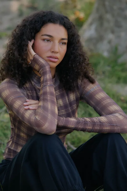 Totally Tartan Plaid Mesh Mock-Neck Bodysuit made by Promesa
