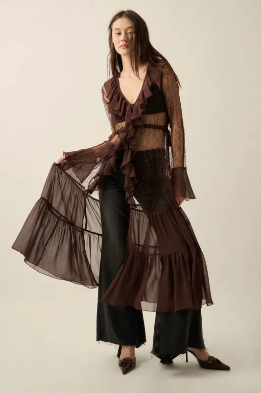 Secret Kisses Sheer Net Lace Ruffled Layering Dress made by Promesa