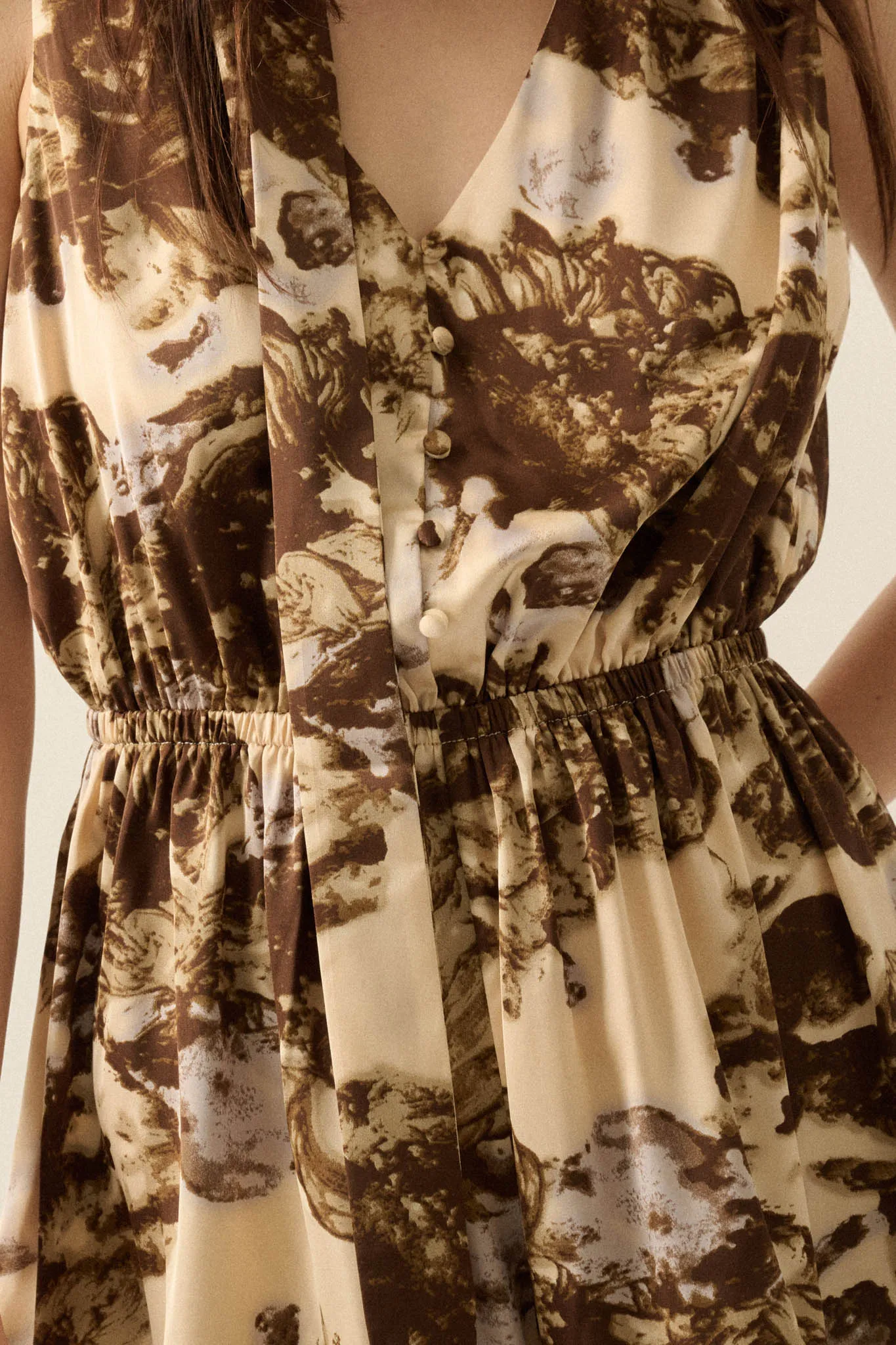 Golden Girl Abstract Satin Sleeveless Scarf Romper sold by Promesa product image thumbnail 2