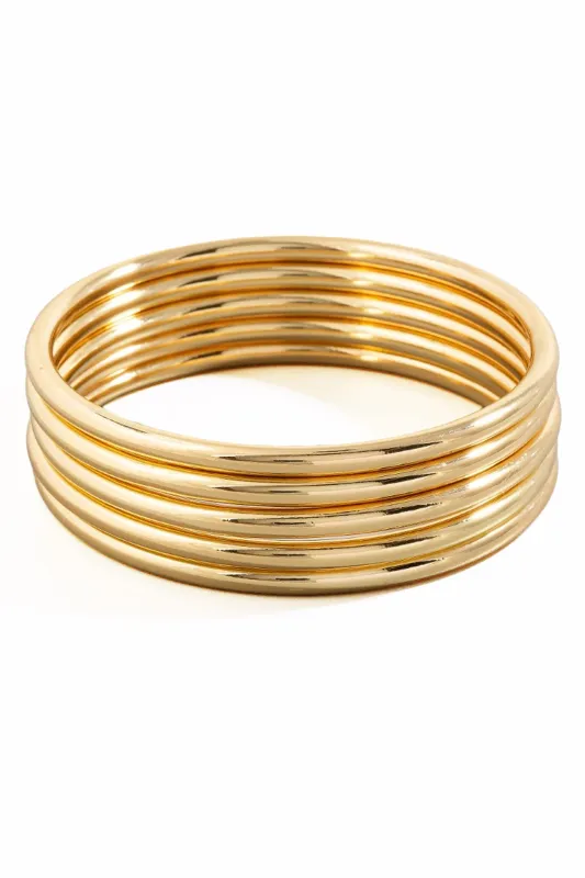 Miramonte 5-Piece Gold-Tone Bangle Set made by Promesa