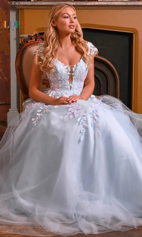 Cap Sleeve Long Prom Ball Gown: Colors Dress 3239 sold by PromGirl