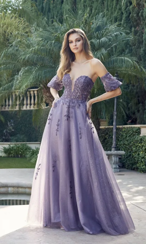 Puff-Sleeve Strapless Glitter Prom Ball Gown 2409 sold by PromGirl