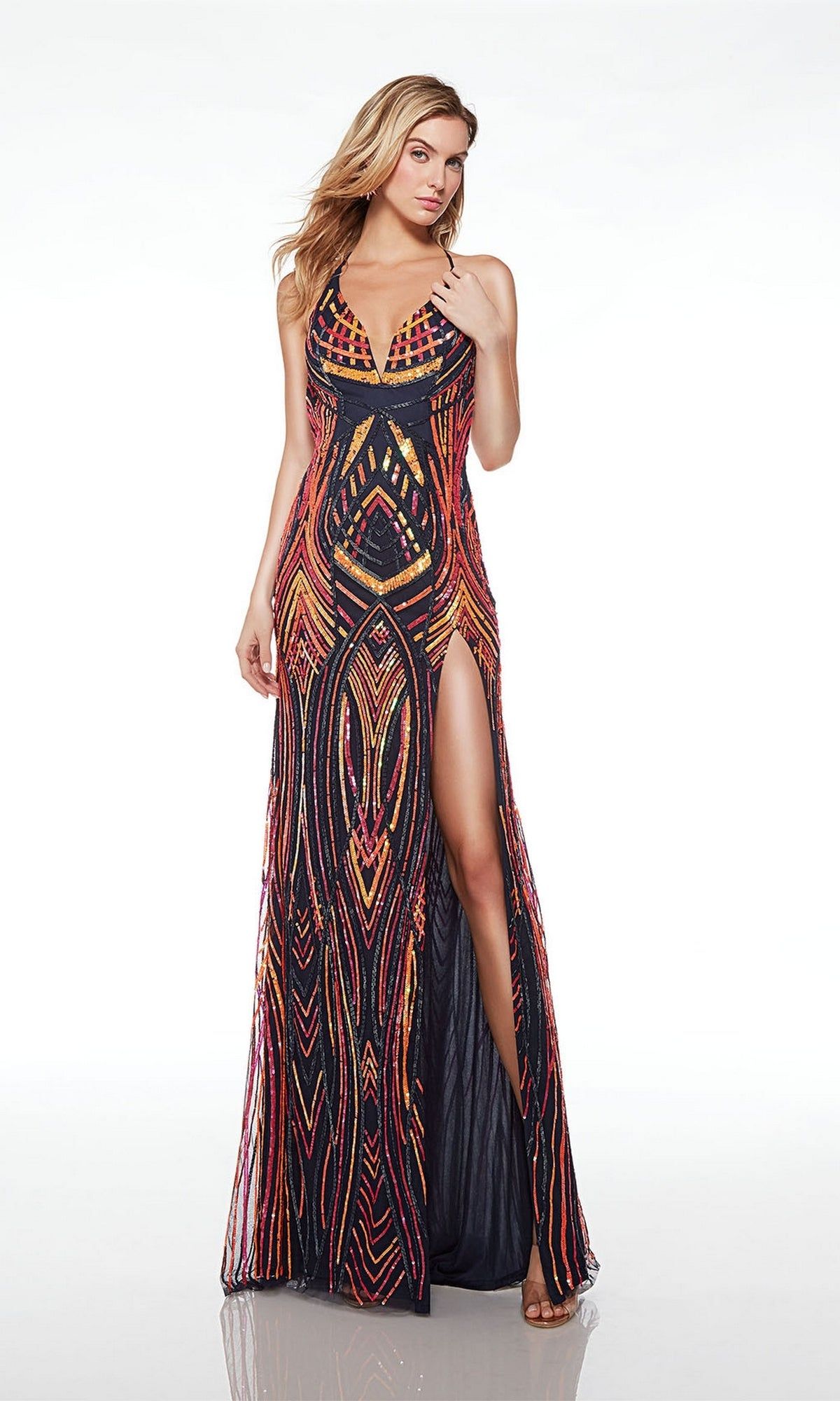 Alyce Hand-Beaded Colorful Long Prom Dress 61692 sold by PromGirl