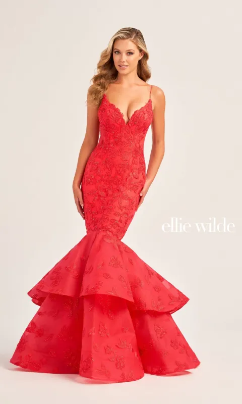 Ellie Wilde Long Lace Mermaid Prom Dress EW35092 made by ellie wilde