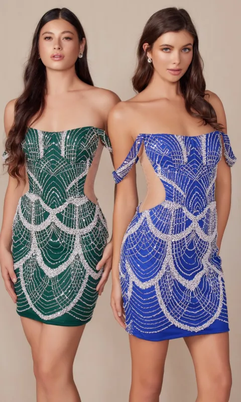 Sheer-Sides Short Sexy Homecoming Dress Q839 sold by PromGirl