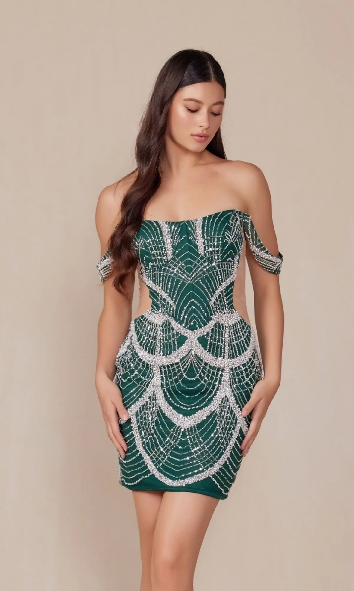 Sheer-Sides Short Sexy Homecoming Dress Q839 sold by PromGirl product image thumbnail 3