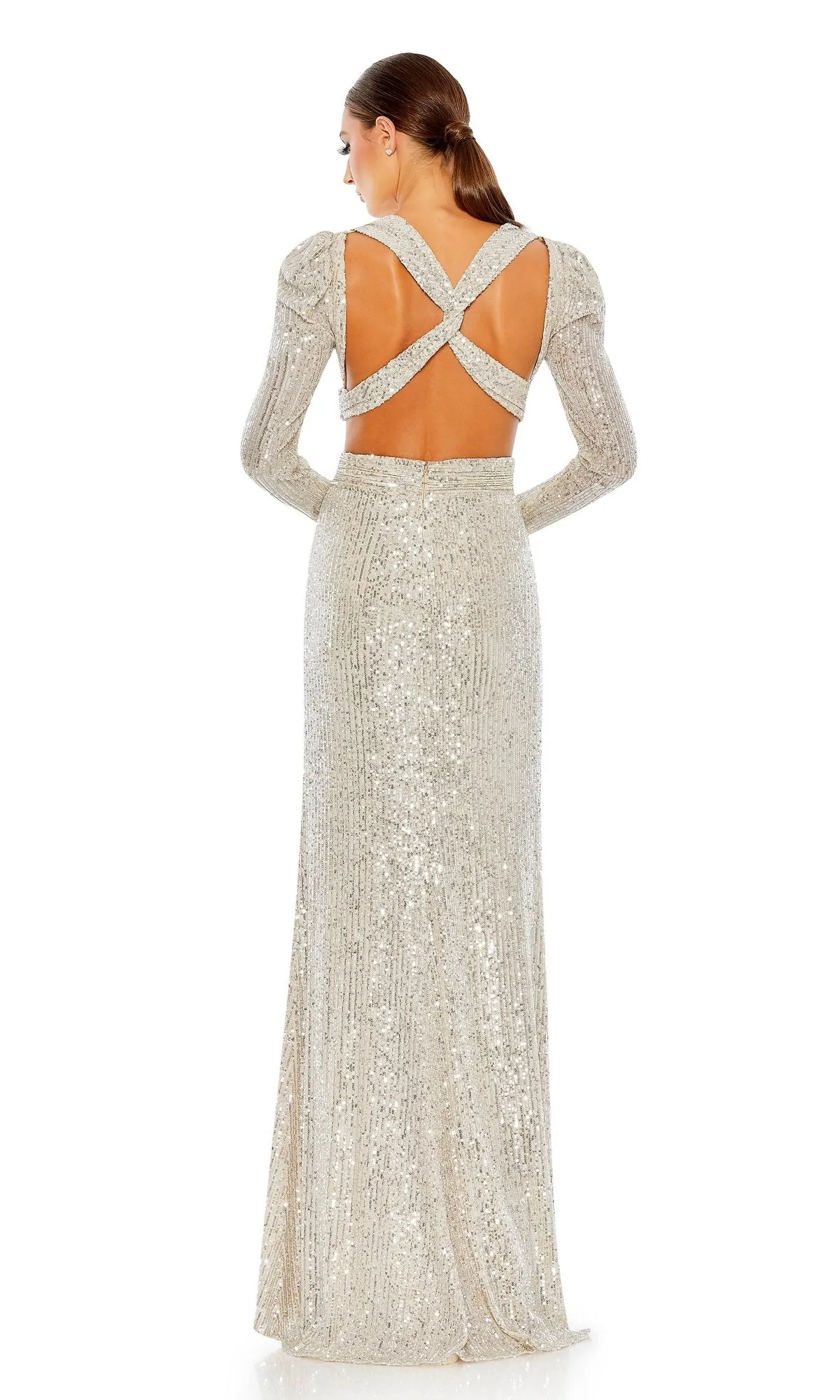 Long Nude Sequin Formal Dress with Cut Outs 26739 sold by PromGirl product image thumbnail 5