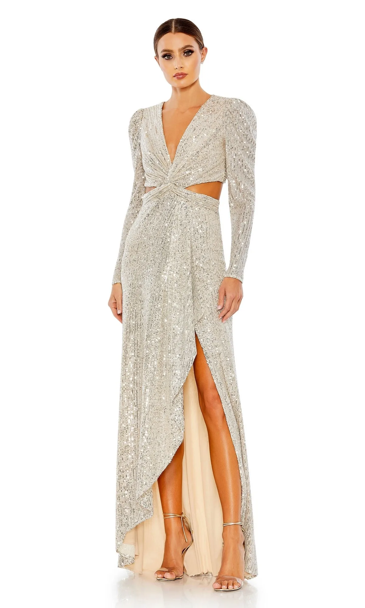 Long Nude Sequin Formal Dress with Cut Outs 26739 sold by PromGirl product image thumbnail 3