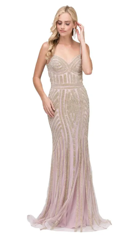 Bead-Striped Long Mermaid Prom Dress sold by PromGirl