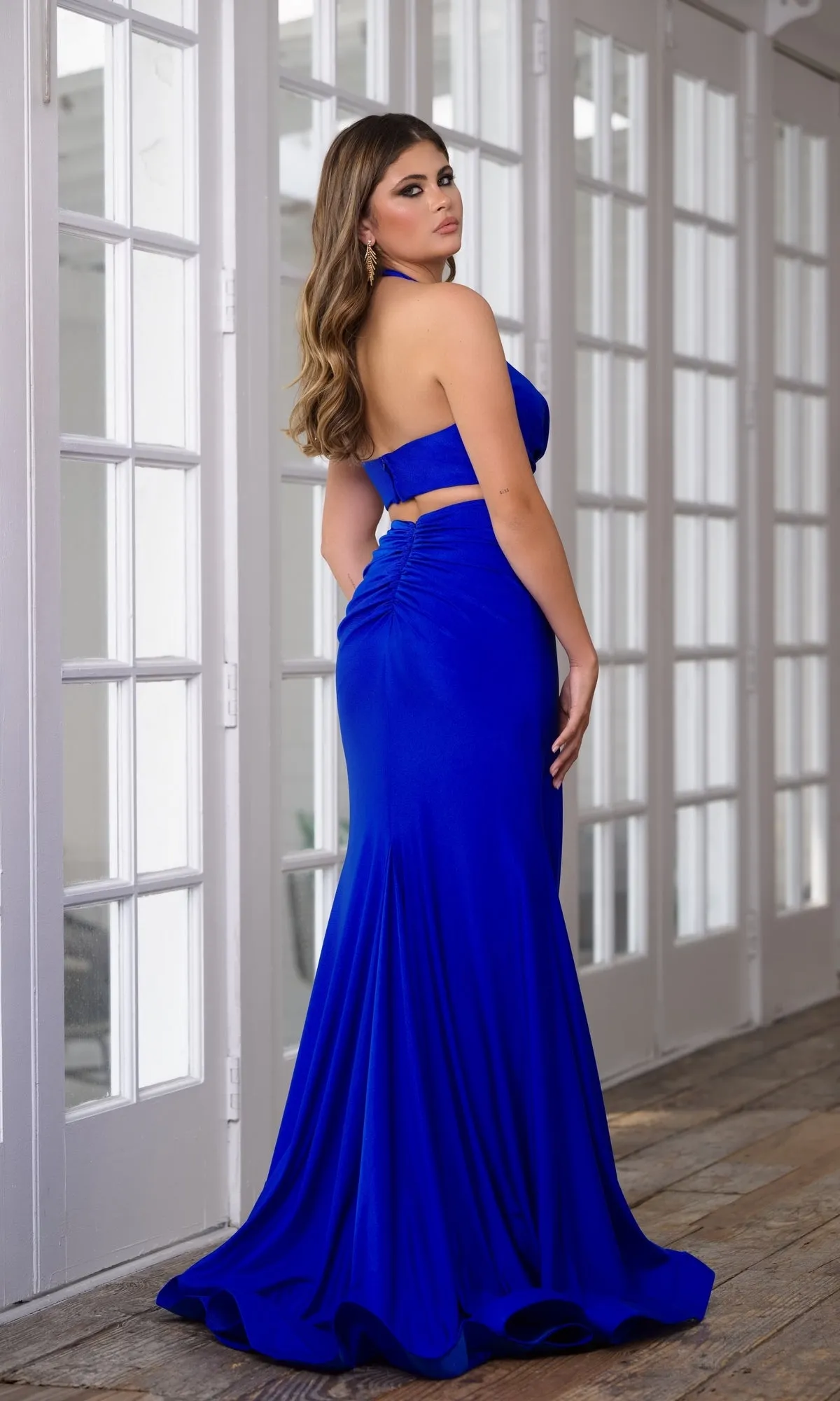 Cut-Out Long Halter Prom Dress: Ava Presley 39271 sold by PromGirl product image thumbnail 2