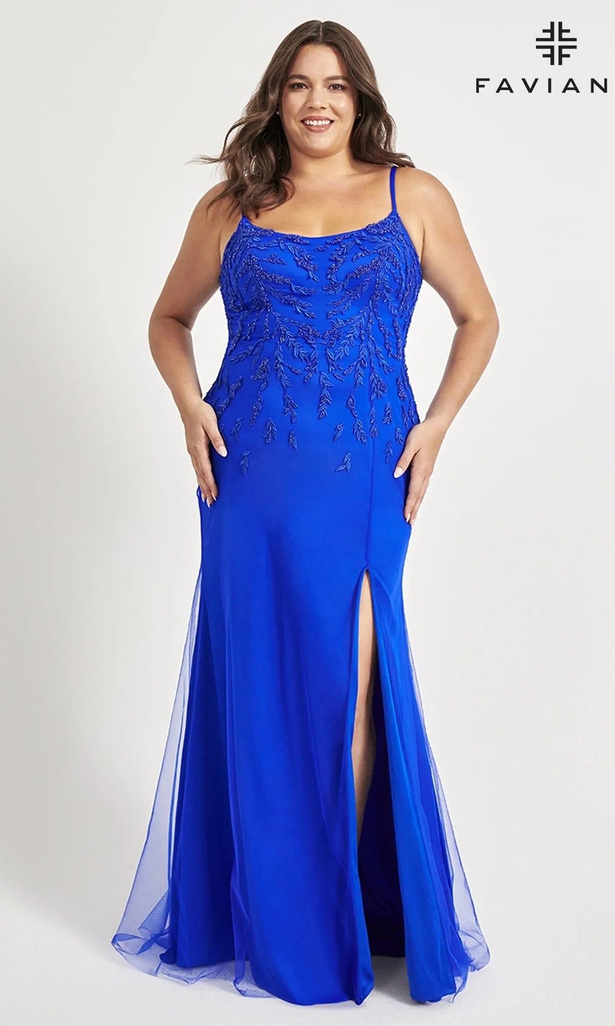Faviana Plus-Size Beaded Long Formal Dress 9559 sold by PromGirl
