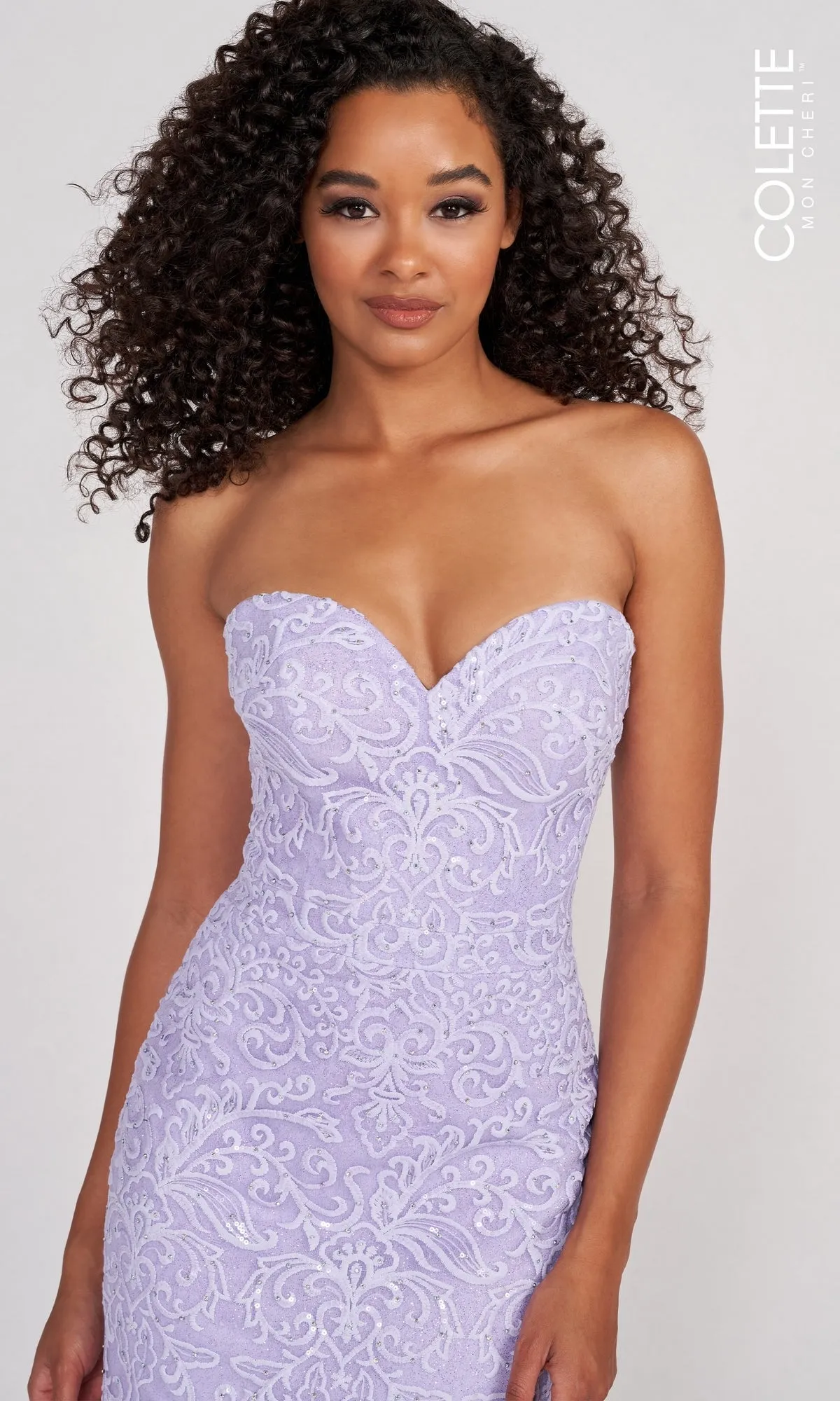 Colette Pastel Strapless Lace Mermaid Prom Dress sold by PromGirl product image thumbnail 4